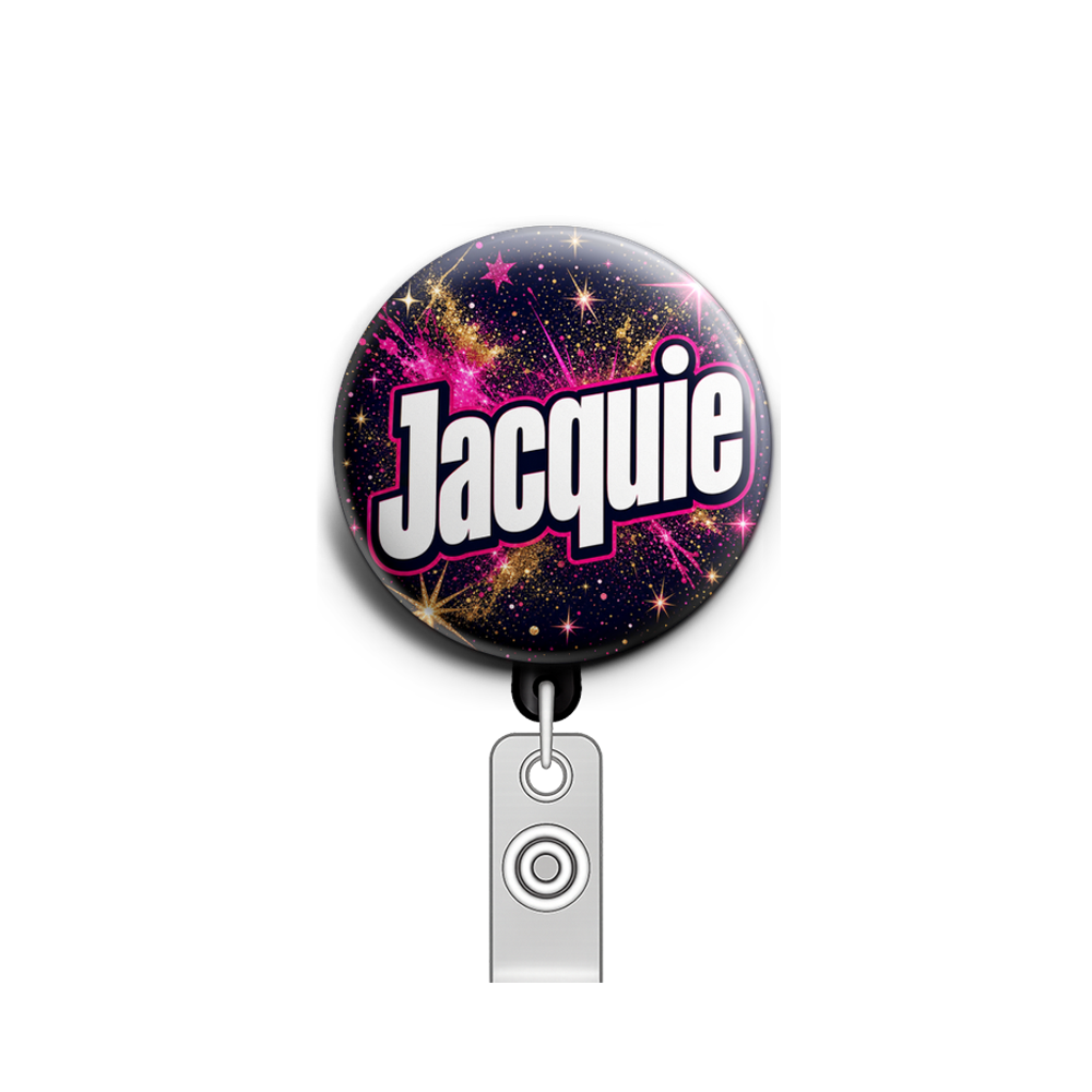 Custom Design – Sparkle - Badge Reel (Alligator, Black) - Topperswap