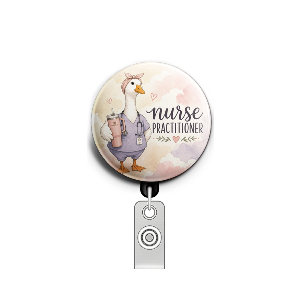 Cute anatomically correct nurse goose with her Stanley cup o…