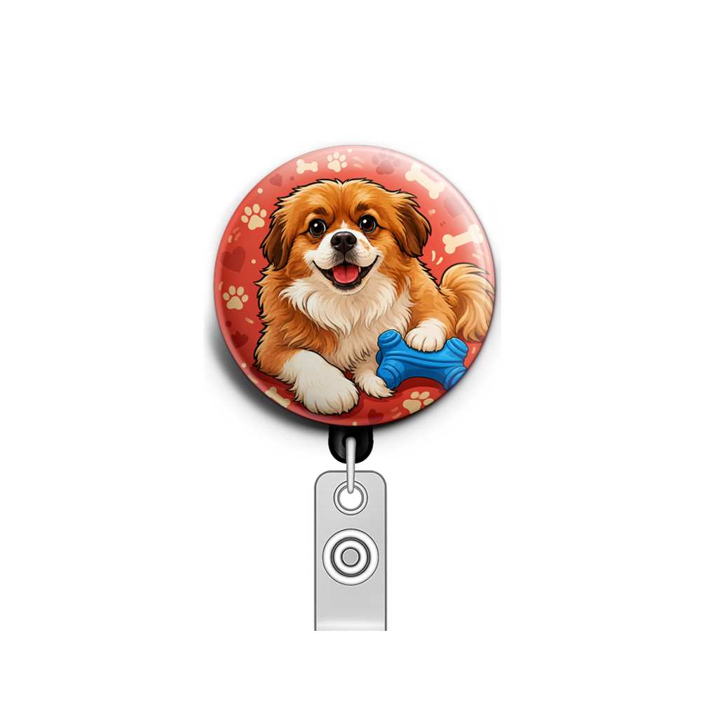 Custom Design – Happy - Badge Reel (Alligator, Black) - Topperswap