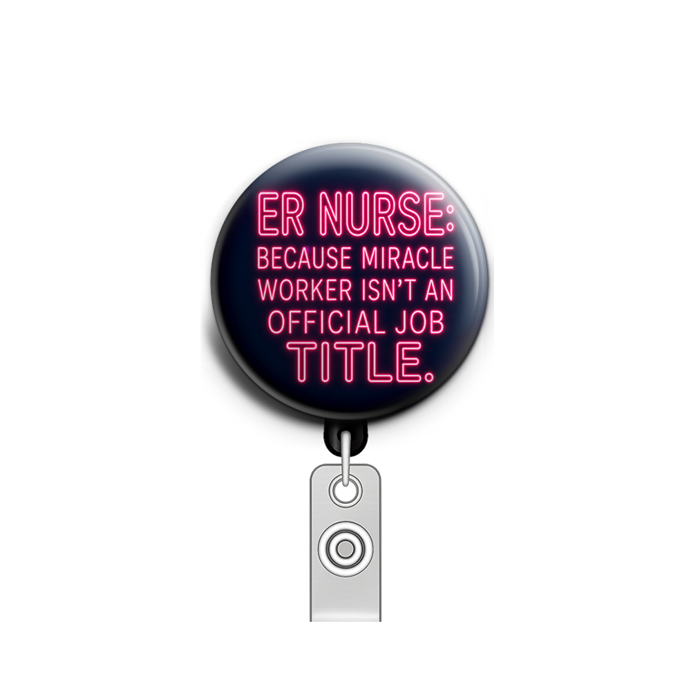 Custom Design – ER nurse dark humor - Badge Reel (Alligator, Black) - Topperswap