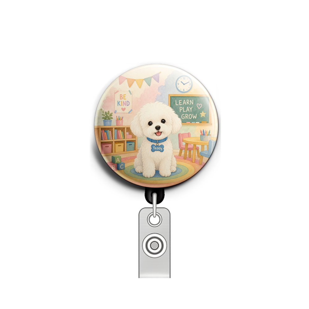 Custom Design – Make a white bichon dog with a blue collar that says “Teddy”… - - Topperswap