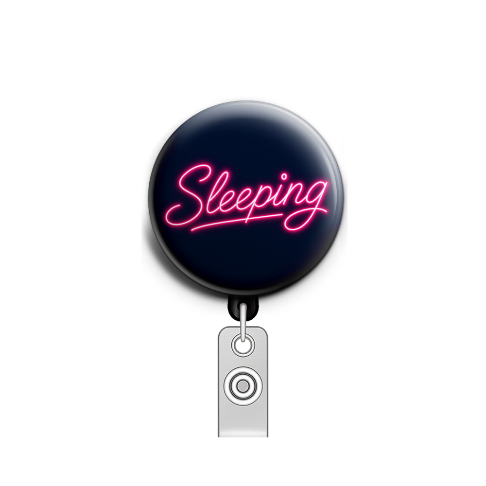 Custom Design – Sleeping - Badge Reel (Alligator, Black) - Topperswap