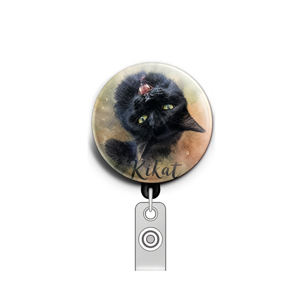 Custom Design – My Kikat 😻 - Badge Reel (Alligator, Black) - Topperswap