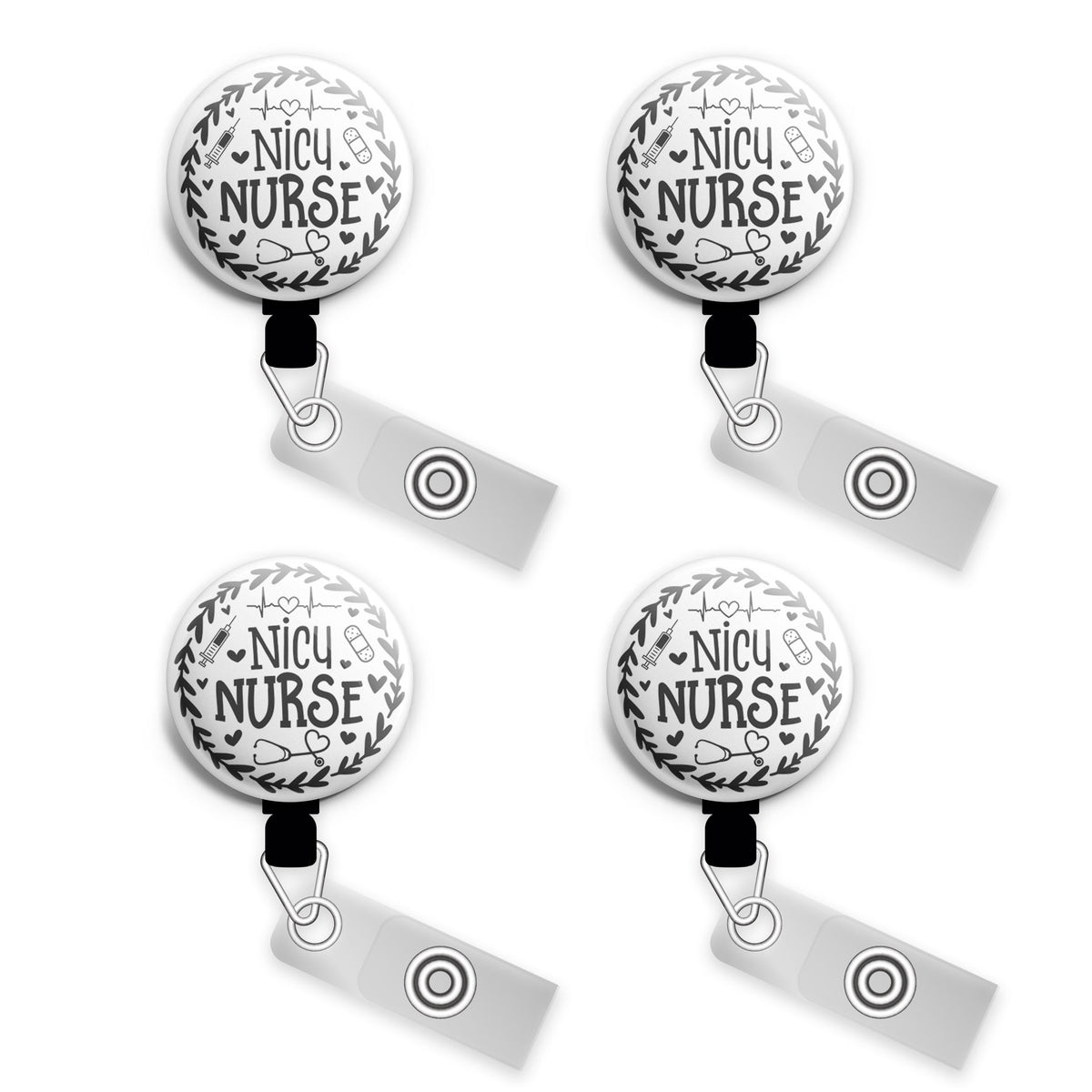 Nicu Nurse Hearts Badge Reel • Nicu, Labor and Delivery Badge Holder • Swapfinity Gator 4pk |Save 10% / Black