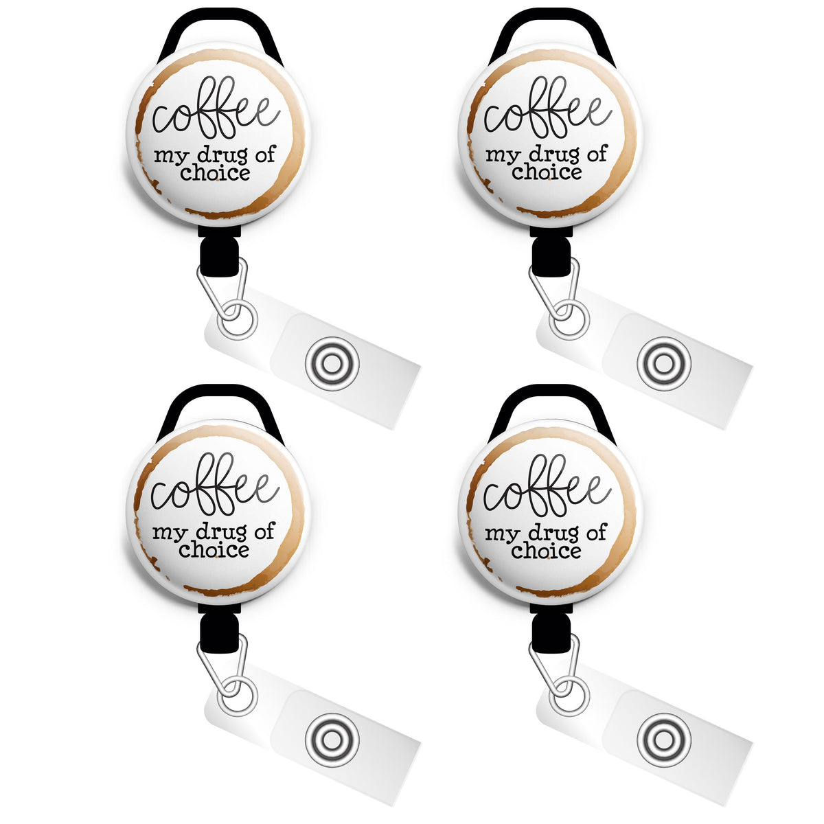 Coffee Drug ID Badge Reel • Coffee Espresso Badge Holder • Swapfinity Gator 4pk |Save 10% / Black