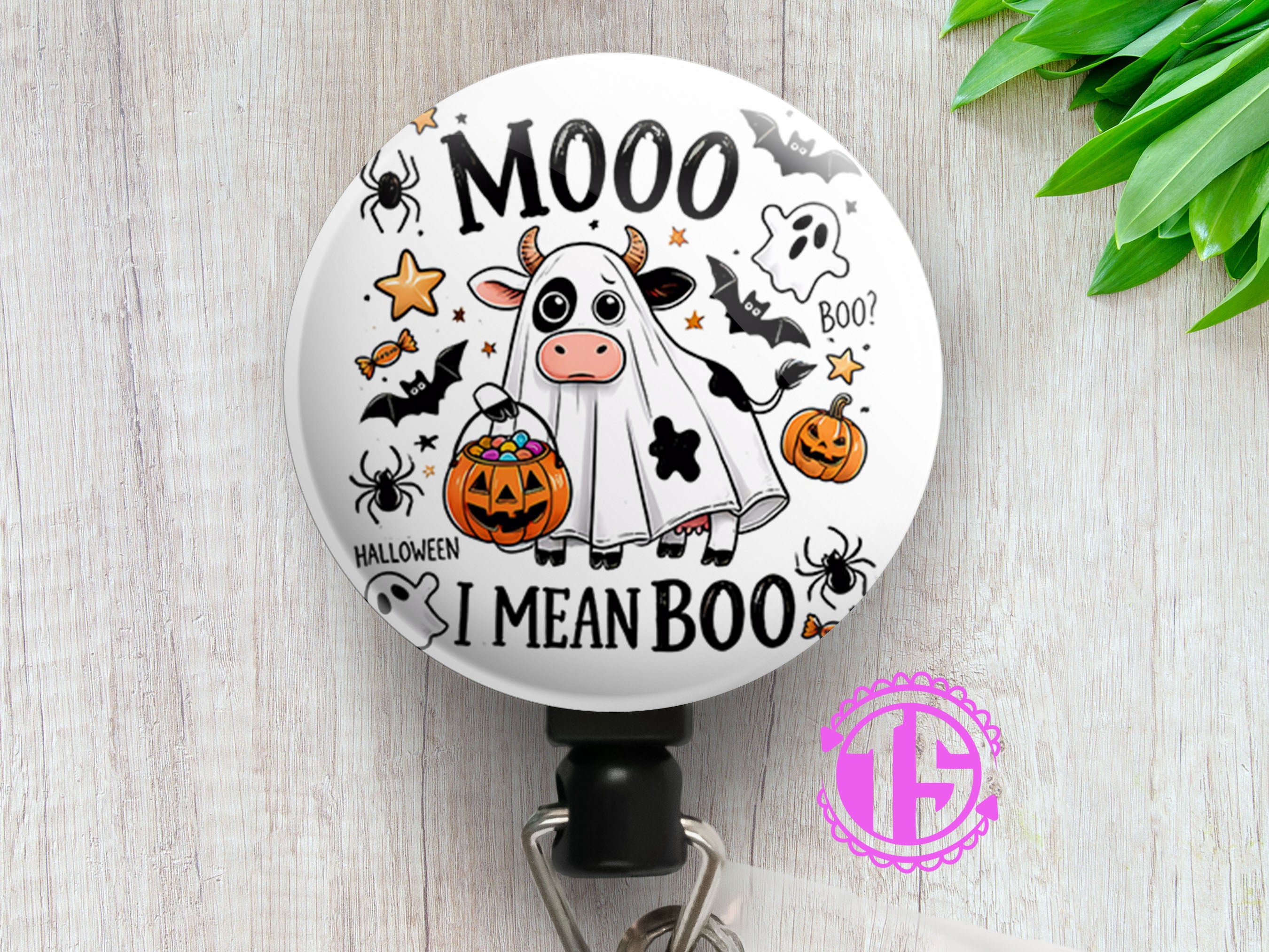 Mooo I Mean Boo Swapfinity Retractable ID Badge Reel -  - Topperswap