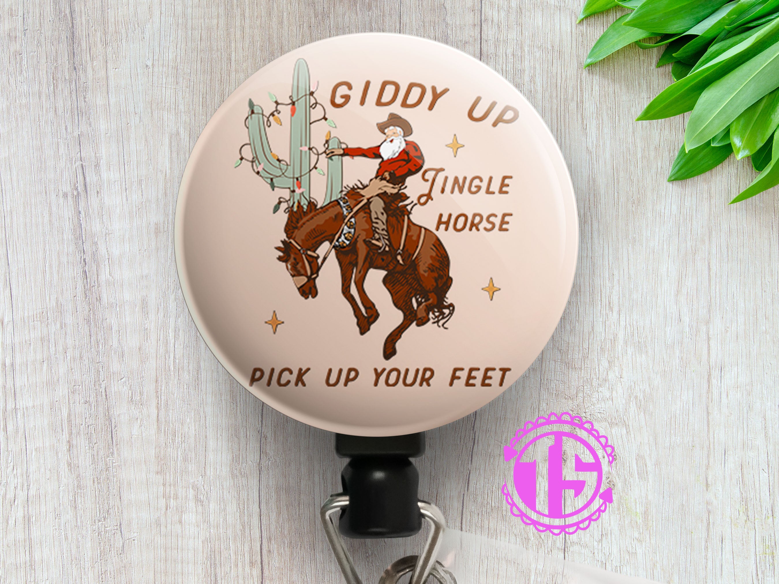 Giddy Up Christmas Cowboy Swapfinity Retractable ID Badge Reel -  - Topperswap