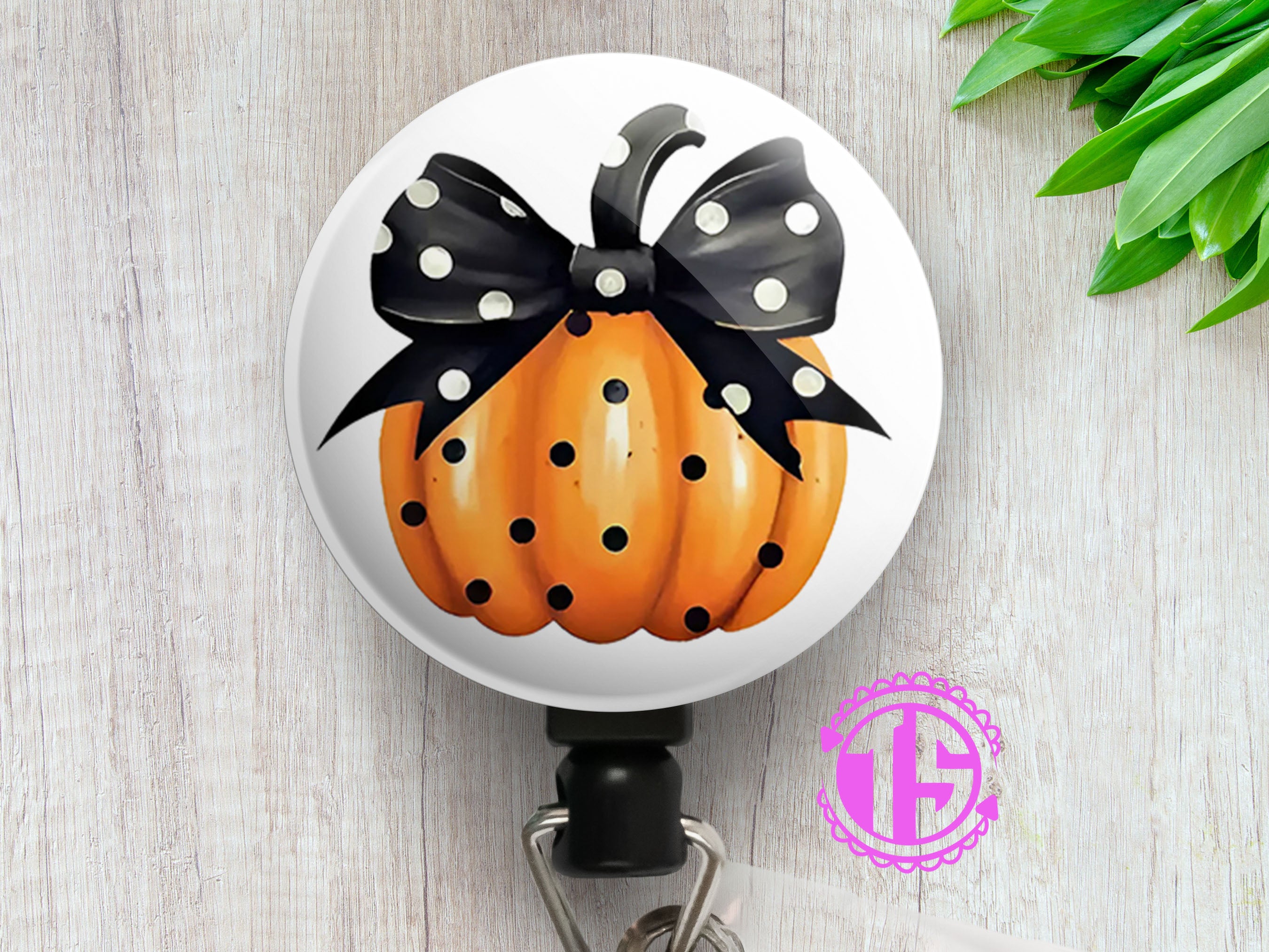 Polka-Dot Pumpkin Perfection Swapfinity Retractable ID Badge Reel -  - Topperswap