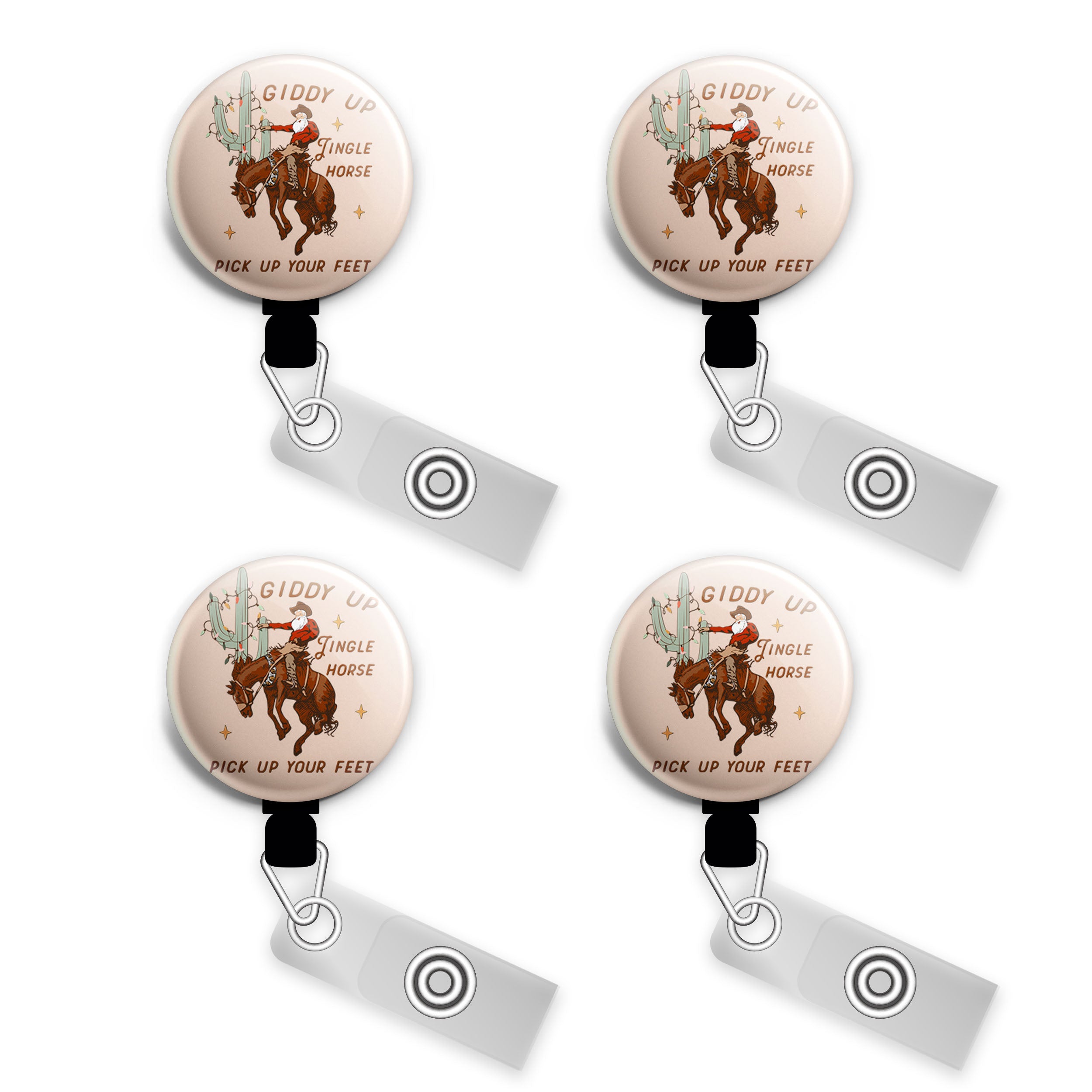 Giddy Up Christmas Cowboy Swapfinity Retractable ID Badge Reel -  - Topperswap