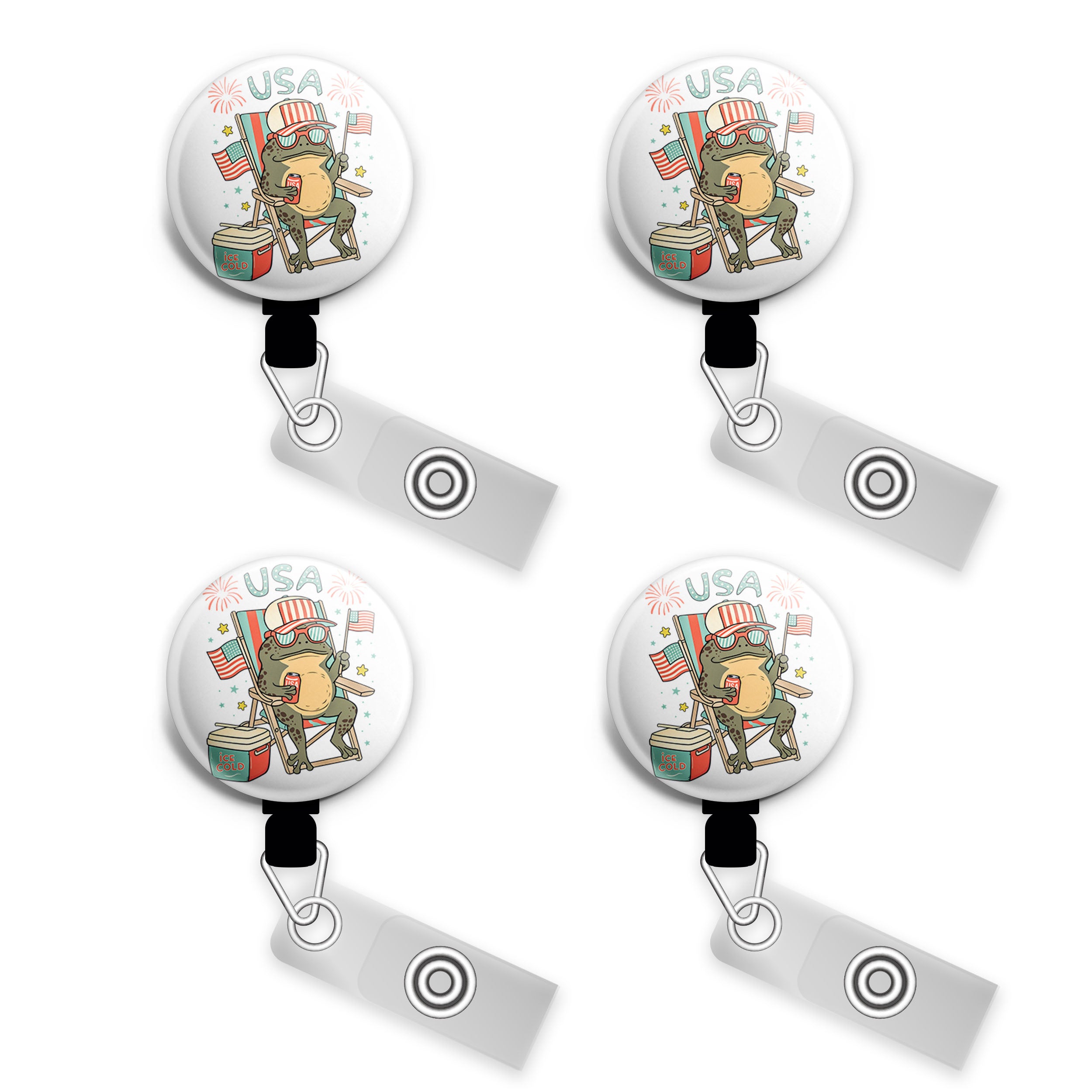 Chillin' Frog of Freedom Swapfinity Retractable ID Badge Reel - - Topperswap