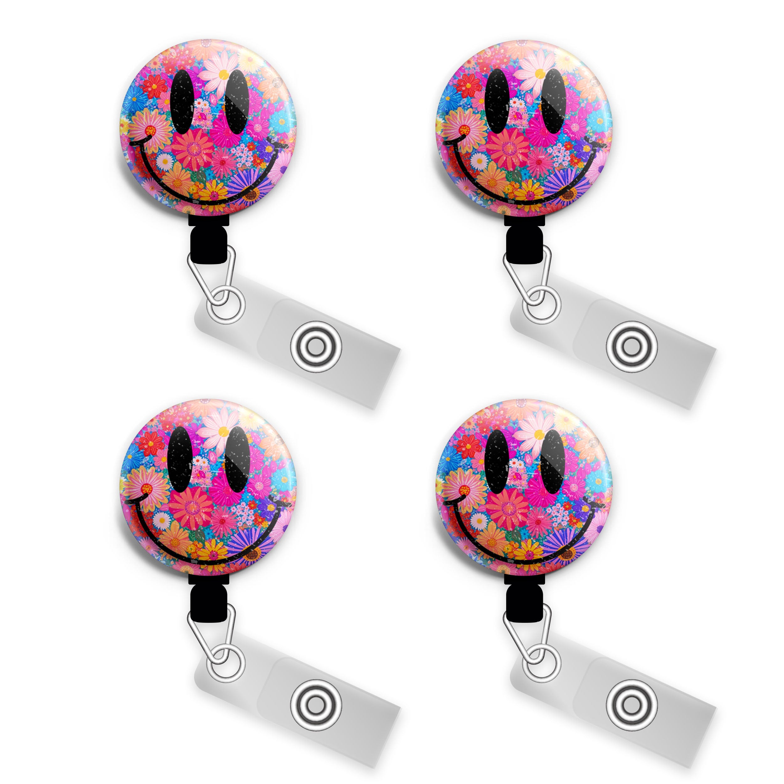 Flower Power Swapfinity Retractable ID Badge Reel - Gator 4pk |Save 10% / Black - Topperswap