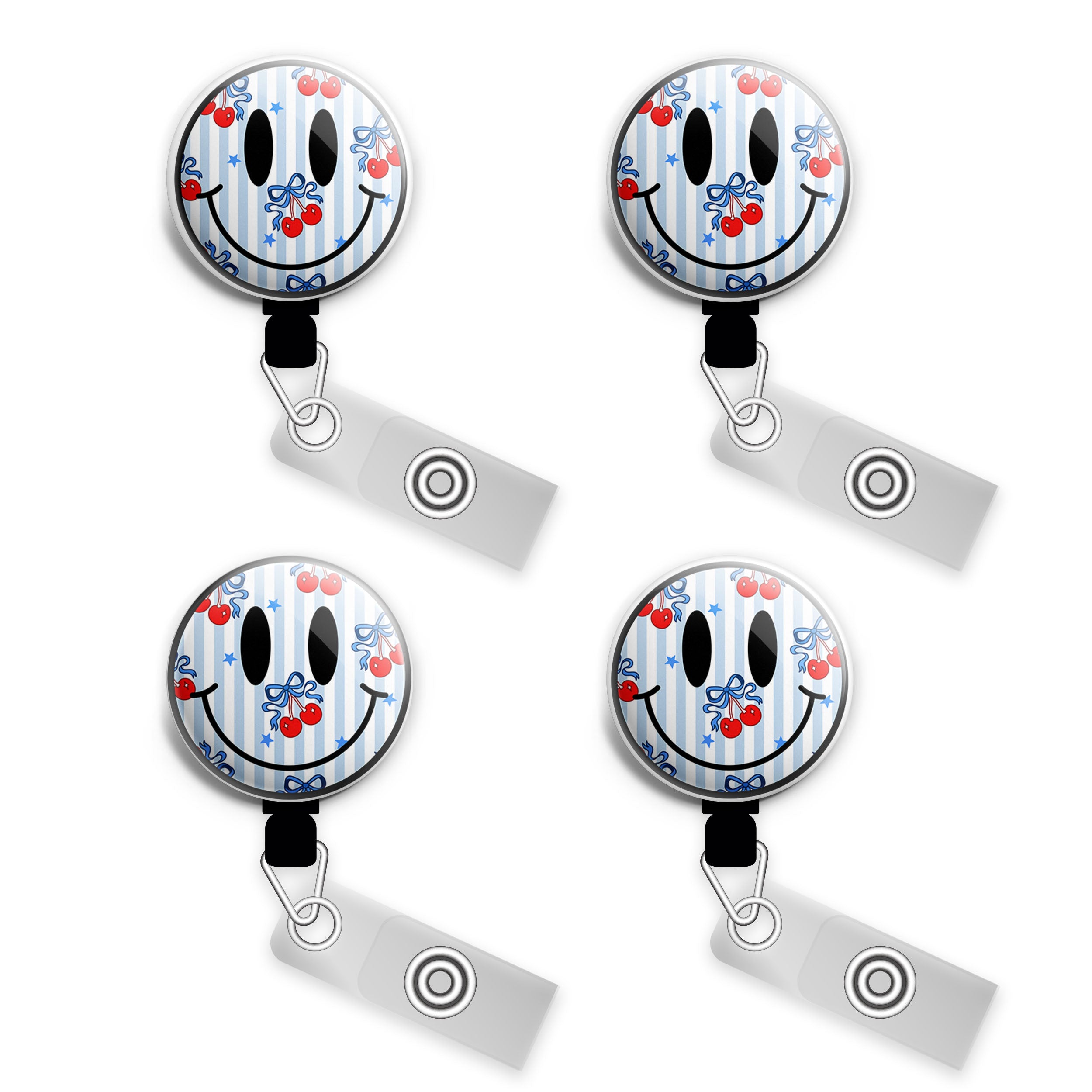 Cherry Bomb Smiley Swapfinity Retractable ID Badge Reel - - Topperswap