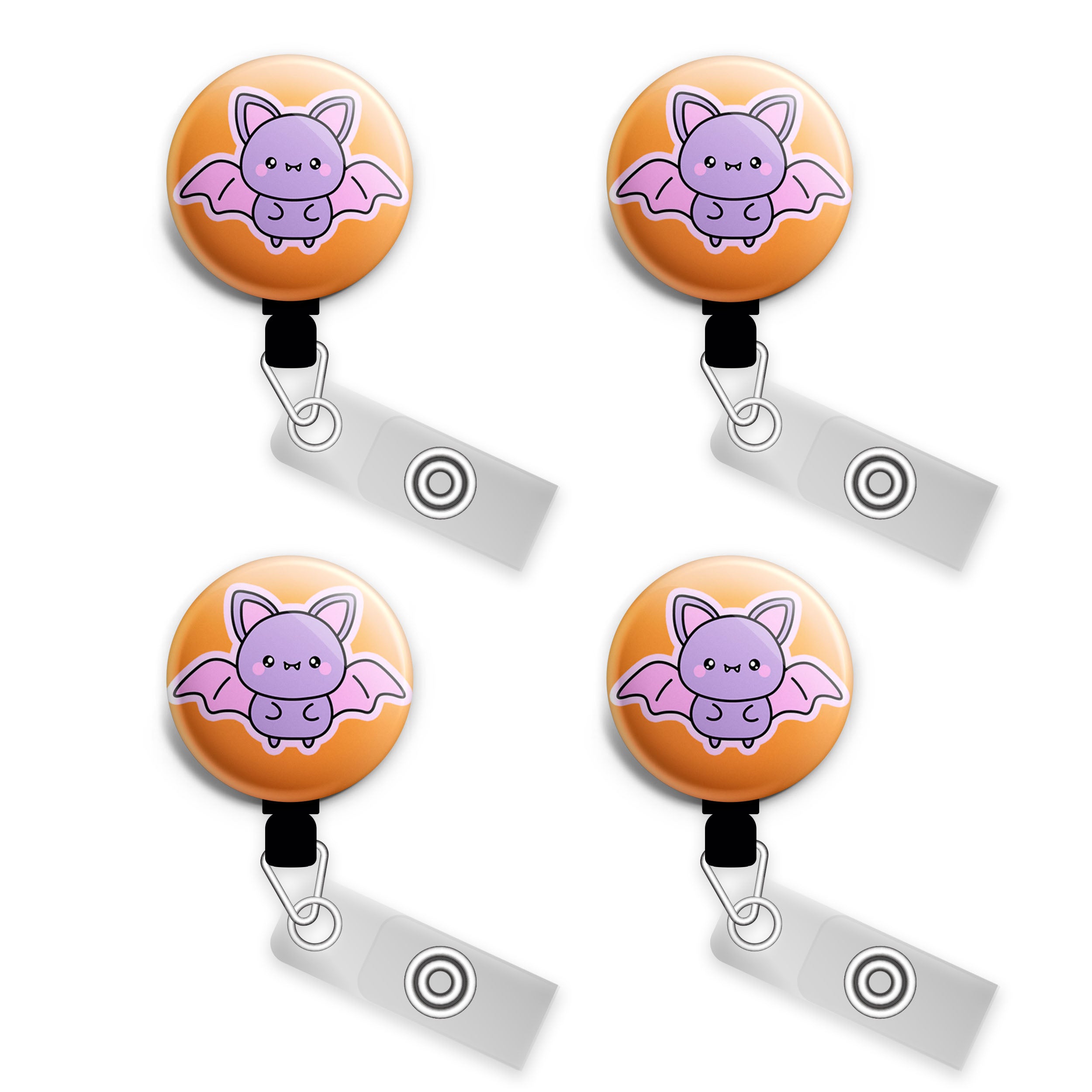 Purple Winged Cutie Bat Orange Swapfinity Retractable ID Badge Reel -  - Topperswap