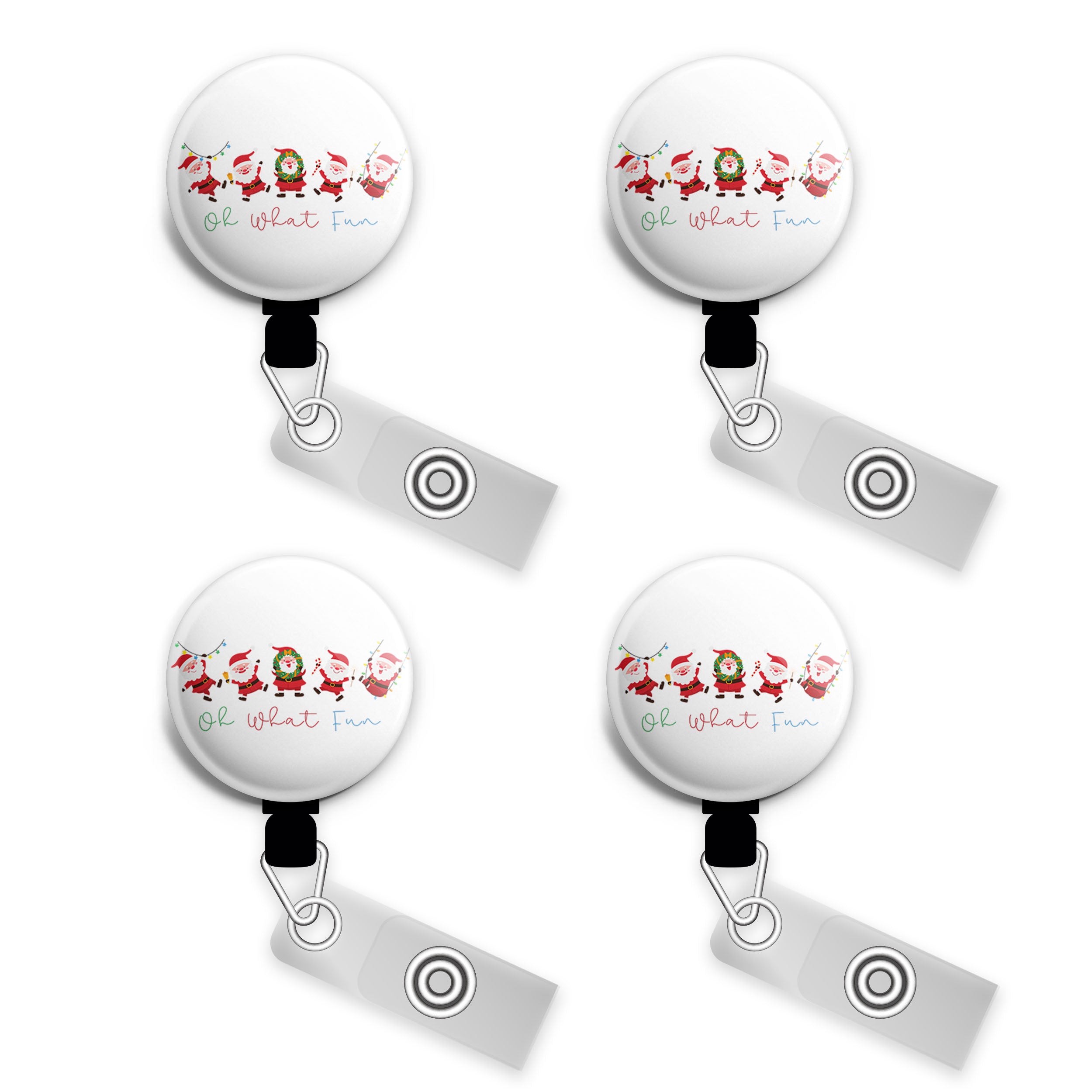 Oh What Fun Dancing Santas Swapfinity Retractable ID Badge Reel -  - Topperswap