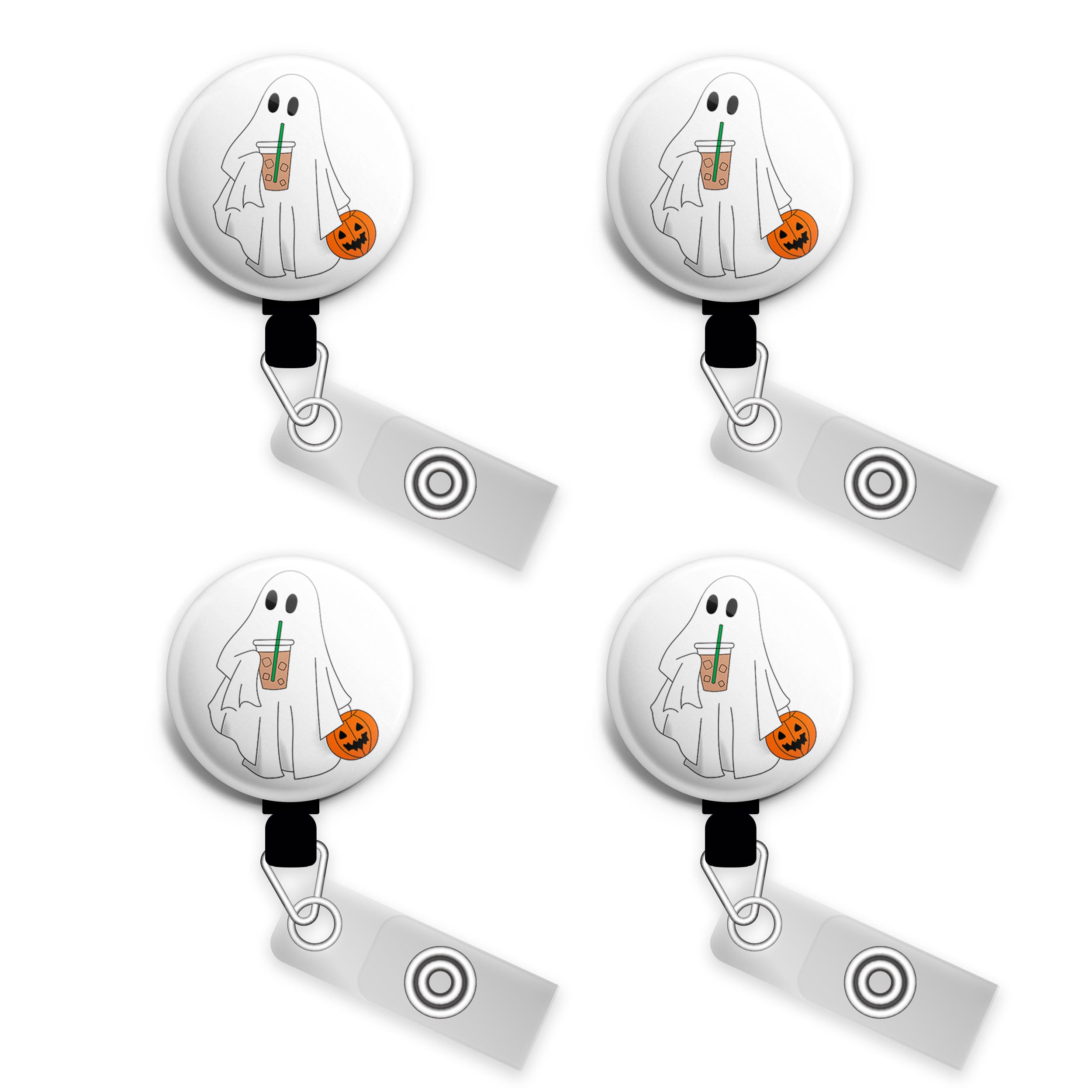 Iced Boo Latte Ghost Swapfinity Retractable ID Badge Reel -  - Topperswap