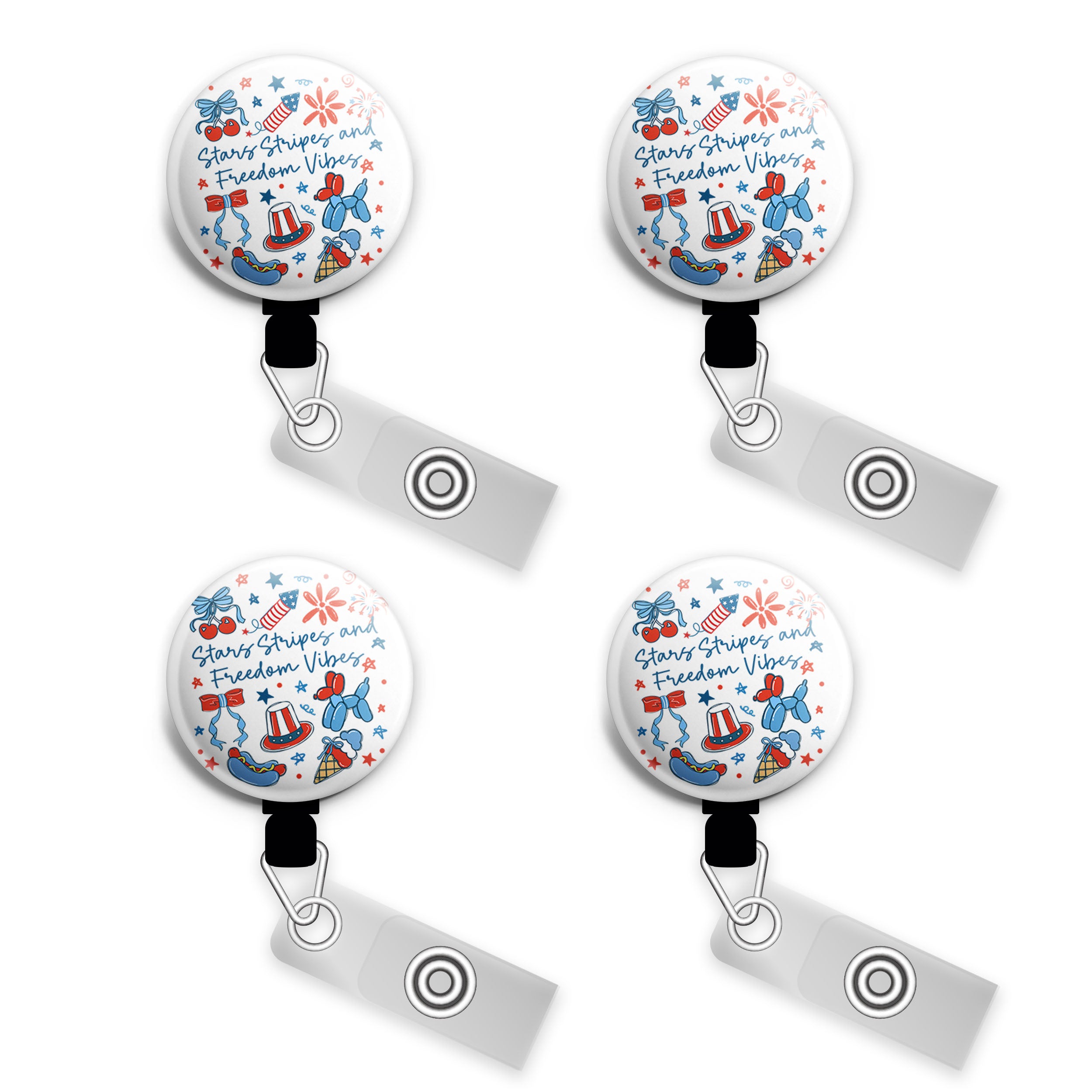 Stars, Stripes & Freedom Vibes Swapfinity Retractable ID Badge Reel - Gator 4pk |Save 10% / Black - Topperswap