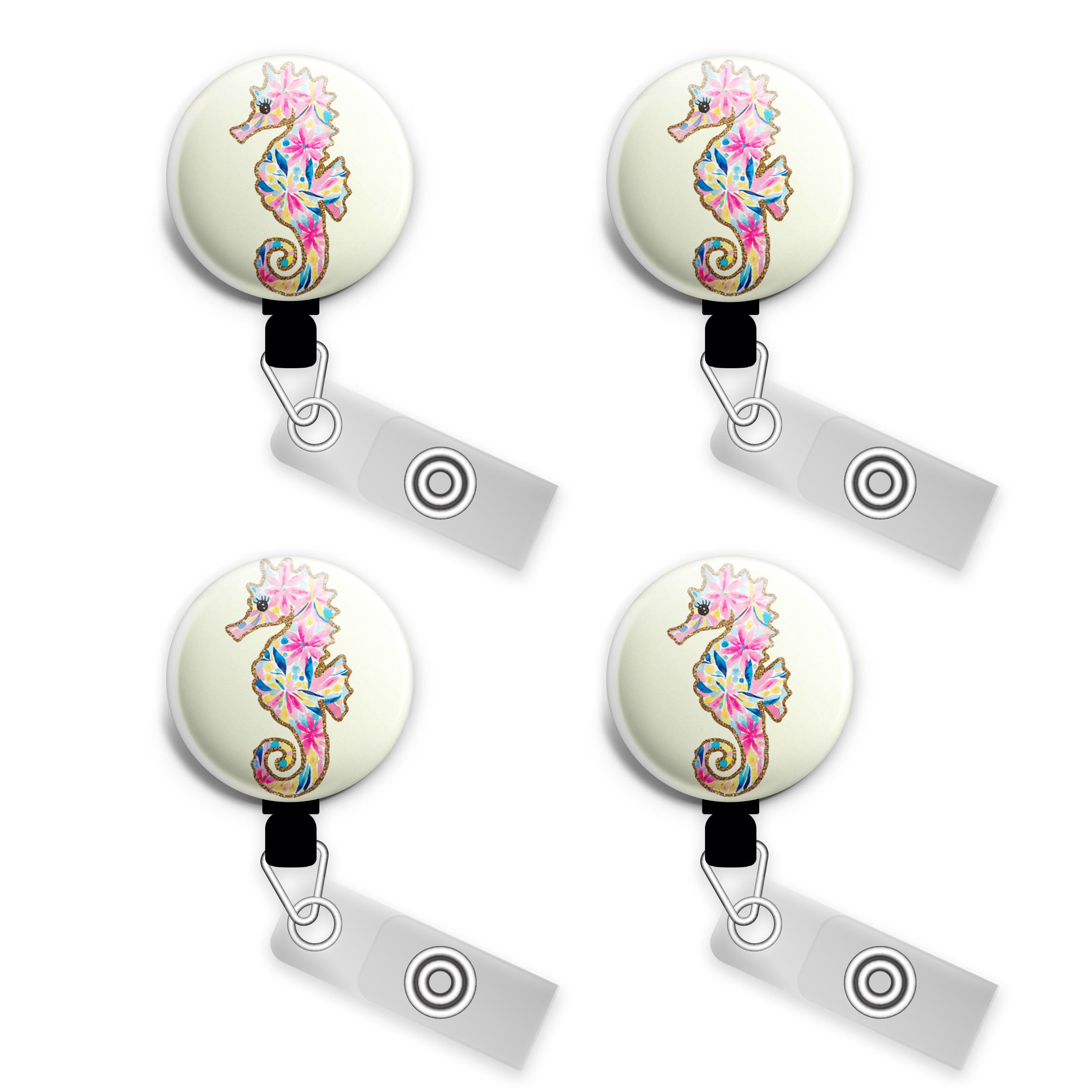 Sea You Sparkle Swapfinity Retractable ID Badge Reel - - Topperswap