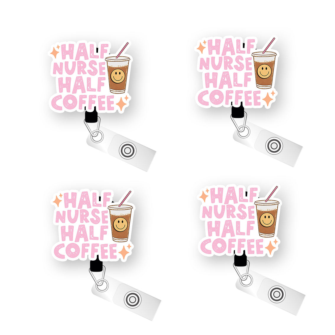 Half Nurse Half Coffee Pop Topper Swapfinity Retractable ID Badge Reel -  - Topperswap