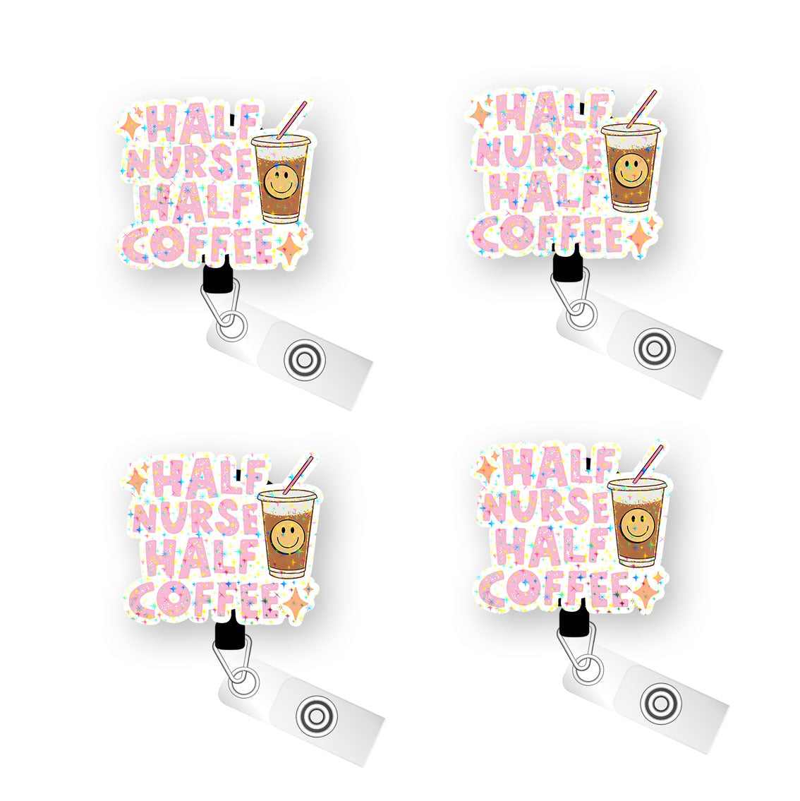 Half Nurse Half Coffee Pop Topper Swapfinity Retractable ID Badge Reel -  - Topperswap