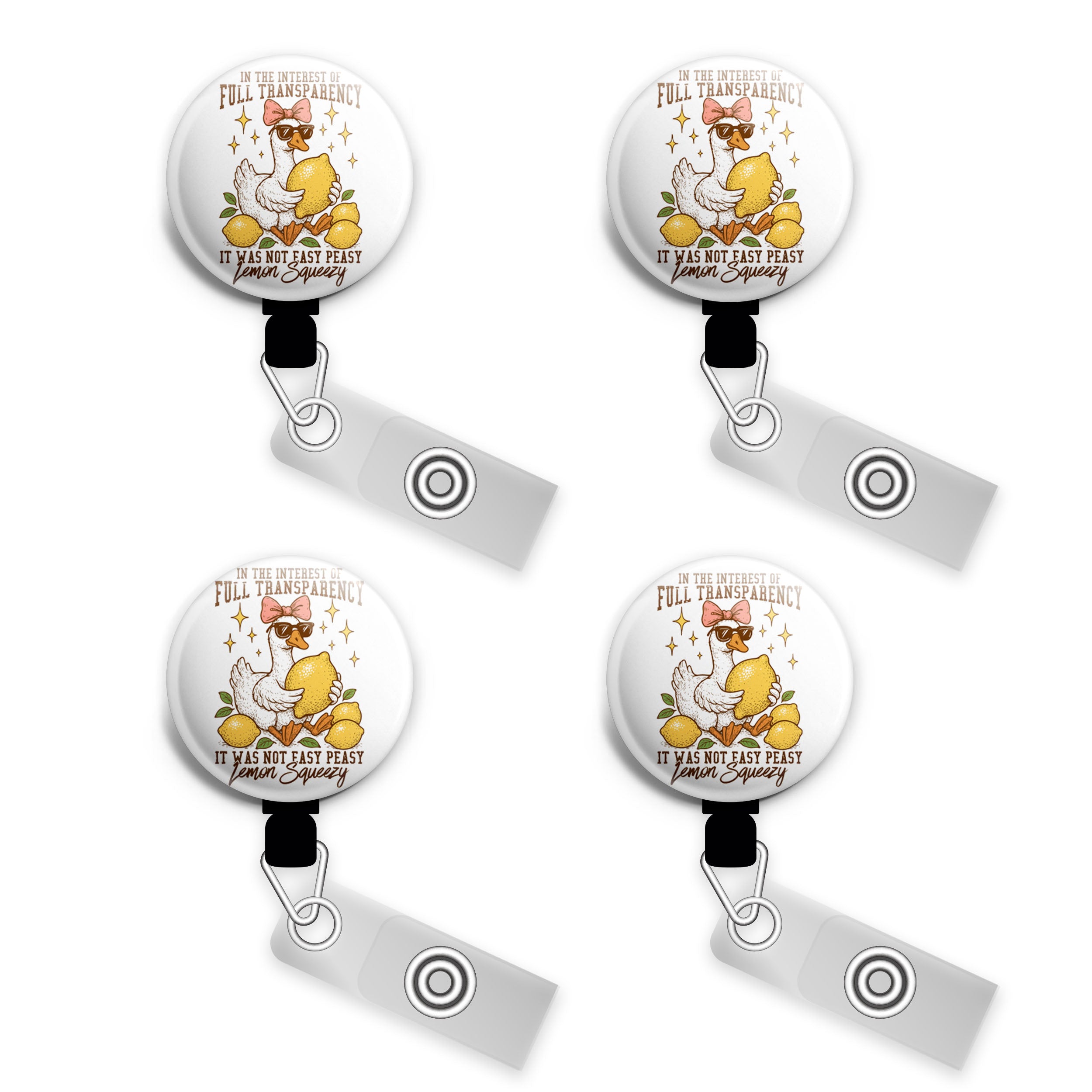 Easy Peasy Lemon Squeezy Goose Swapfinity Retractable ID Badge Reel - - Topperswap