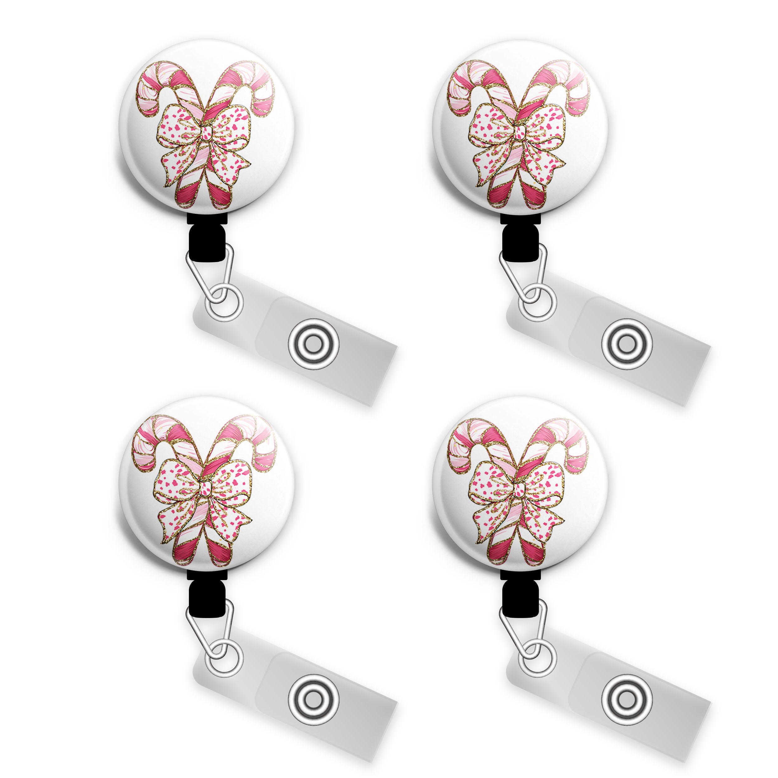 Candy Cane Bow Swapfinity Retractable ID Badge Reel -  - Topperswap