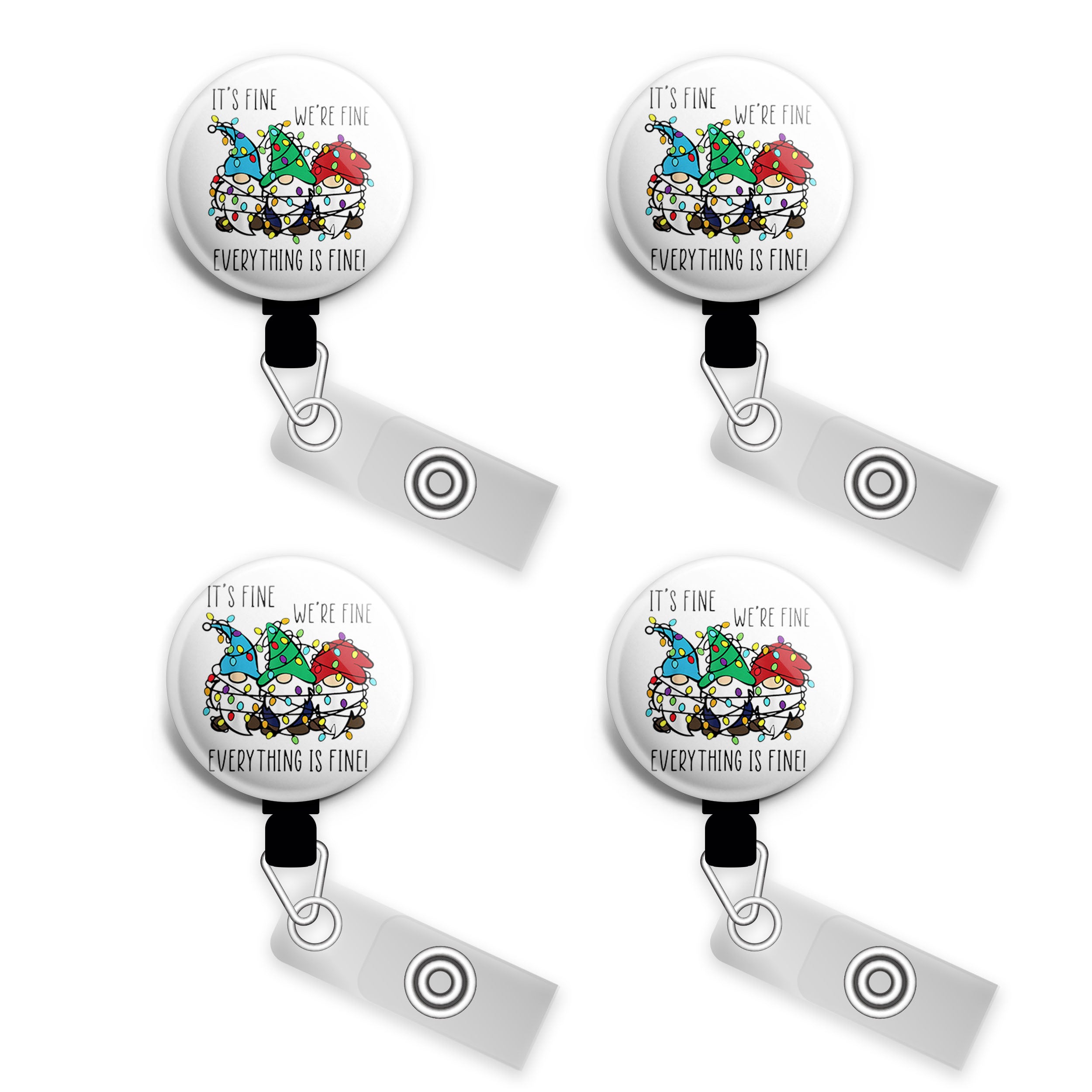 Everything is Fine Gnomes Swapfinity Retractable ID Badge Reel -  - Topperswap