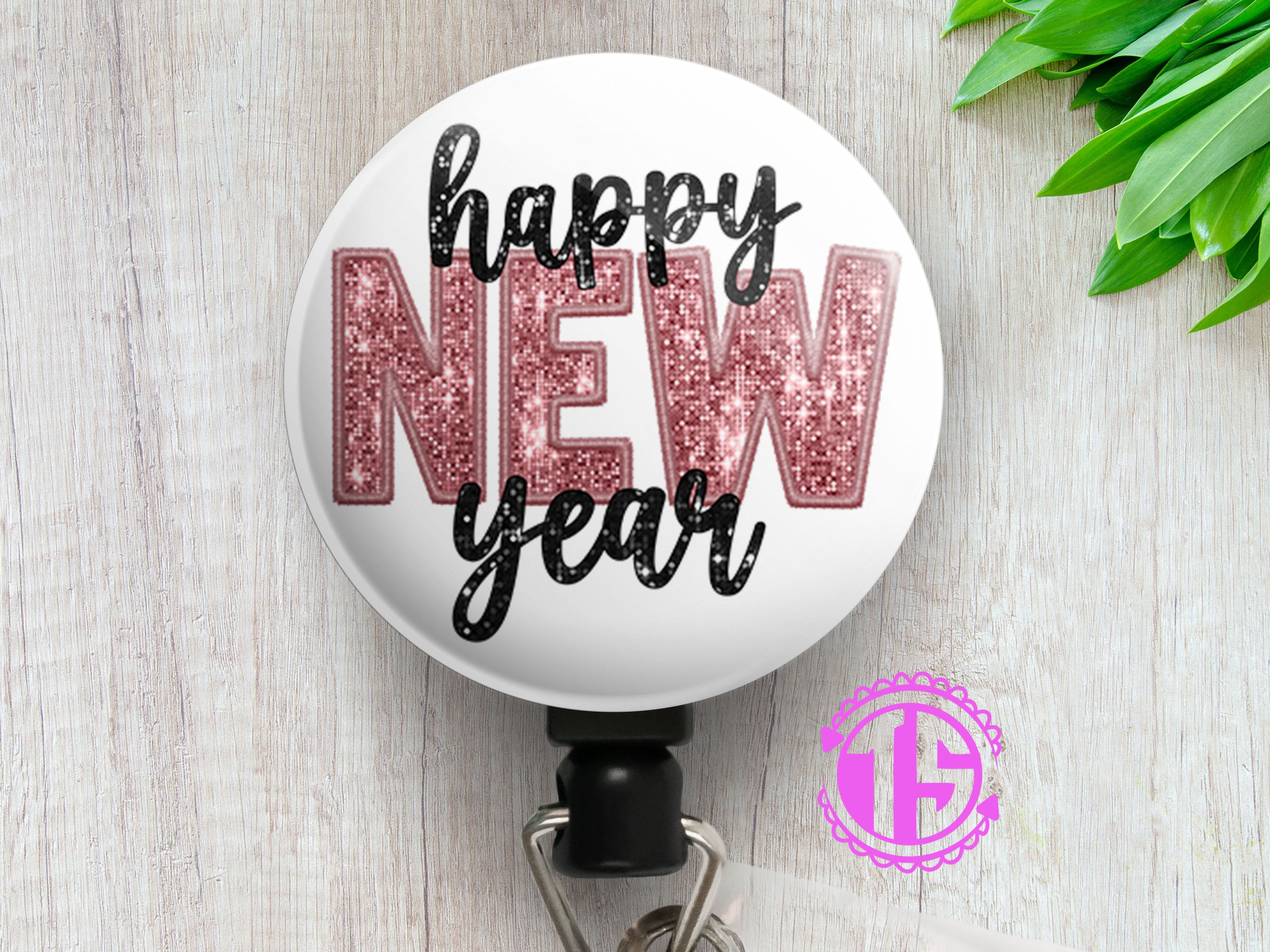 Rose Gold New Year Cheer Swapfinity Retractable ID Badge Reel -  - Topperswap