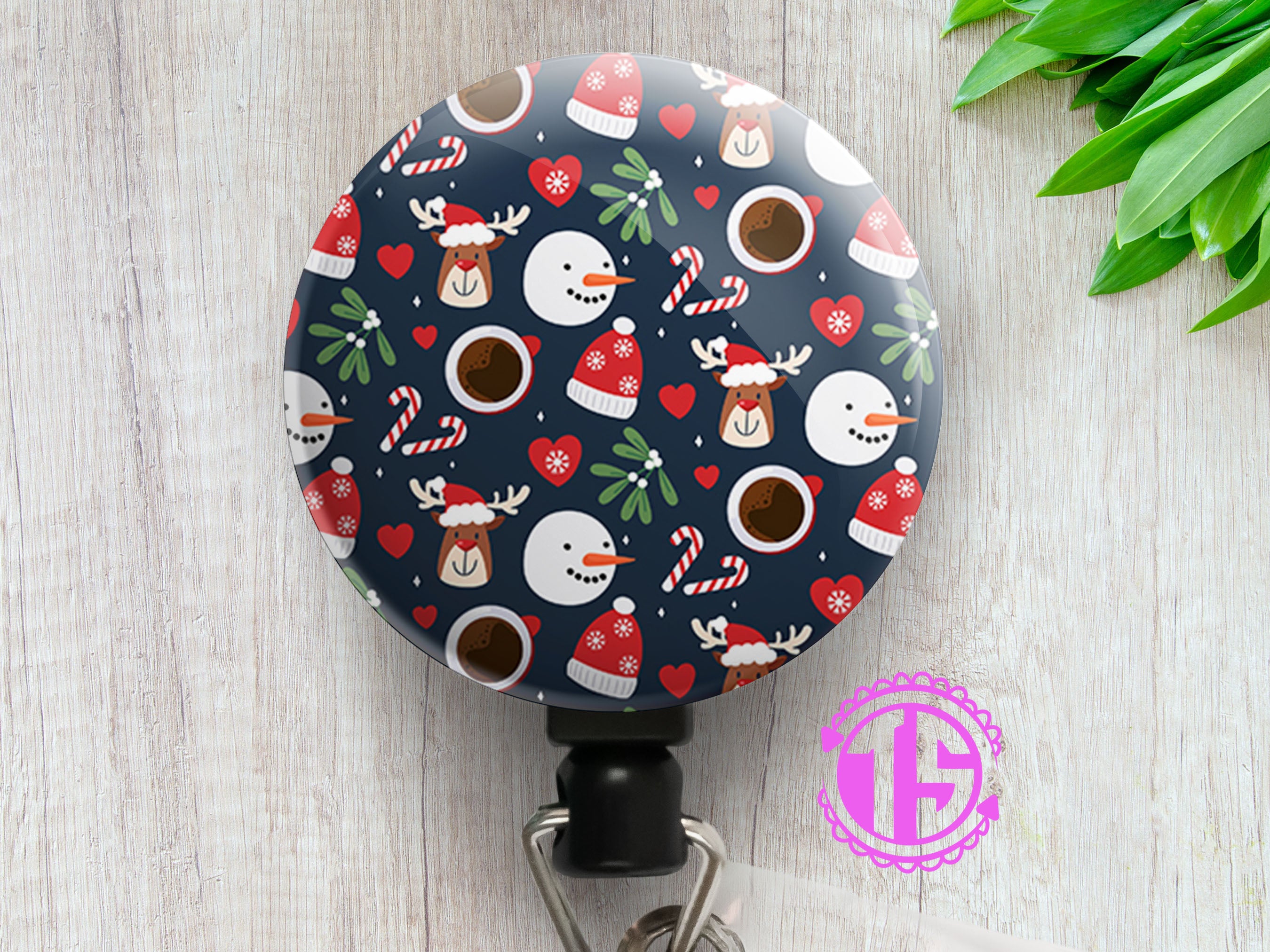 Snowman & Reindeer Pattern Swapfinity Retractable ID Badge Reel -  - Topperswap