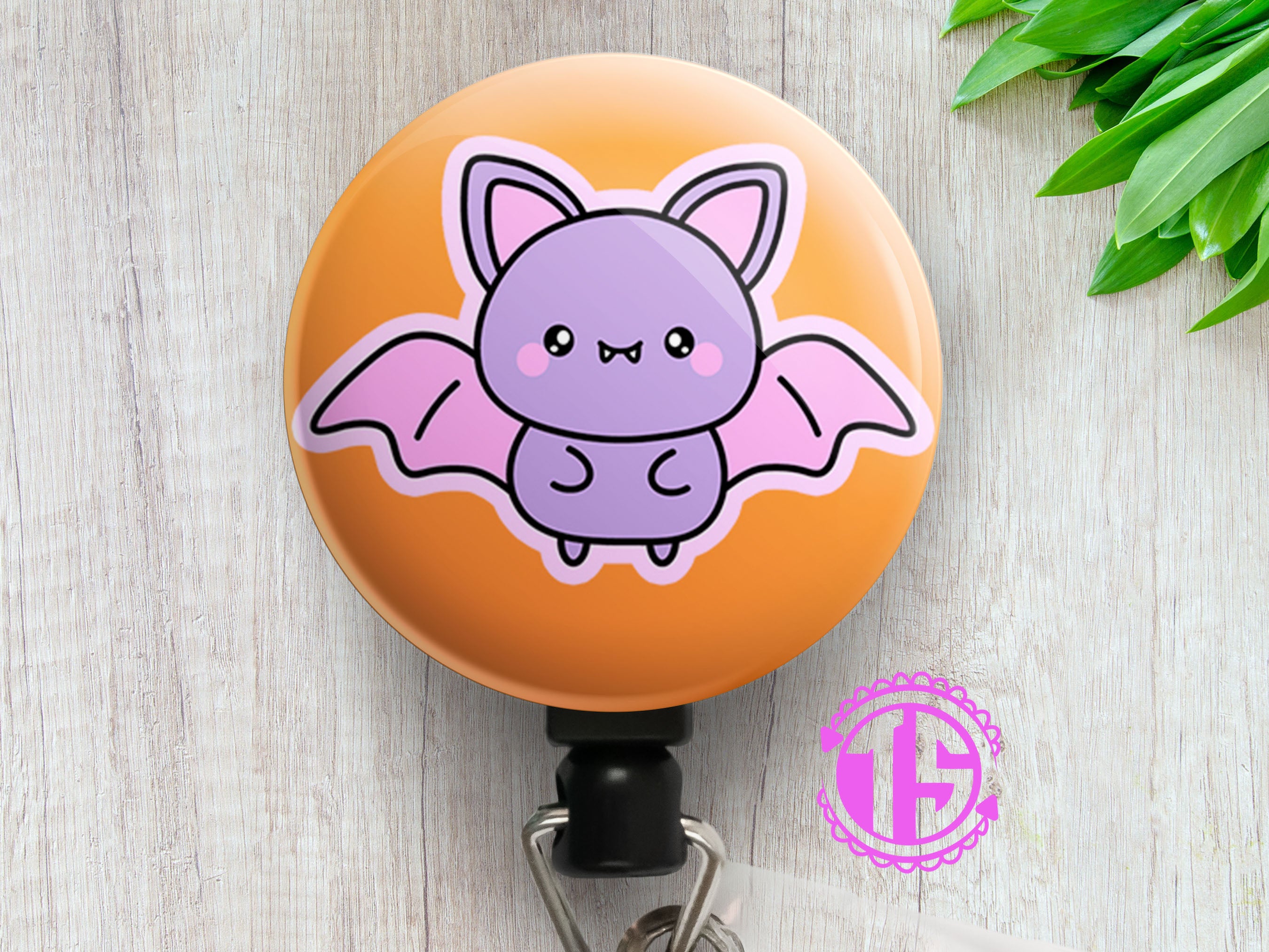 Purple Winged Cutie Bat Orange Swapfinity Retractable ID Badge Reel -  - Topperswap