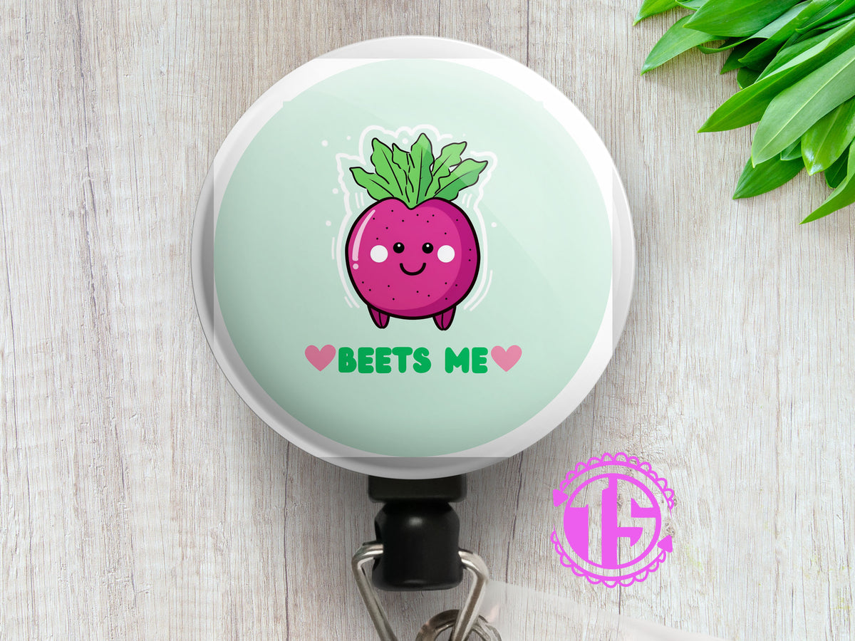 Beets Me ID Badge Reel • Garden Vegetable Badge Holder • Swapfinity Slide Clip / Black