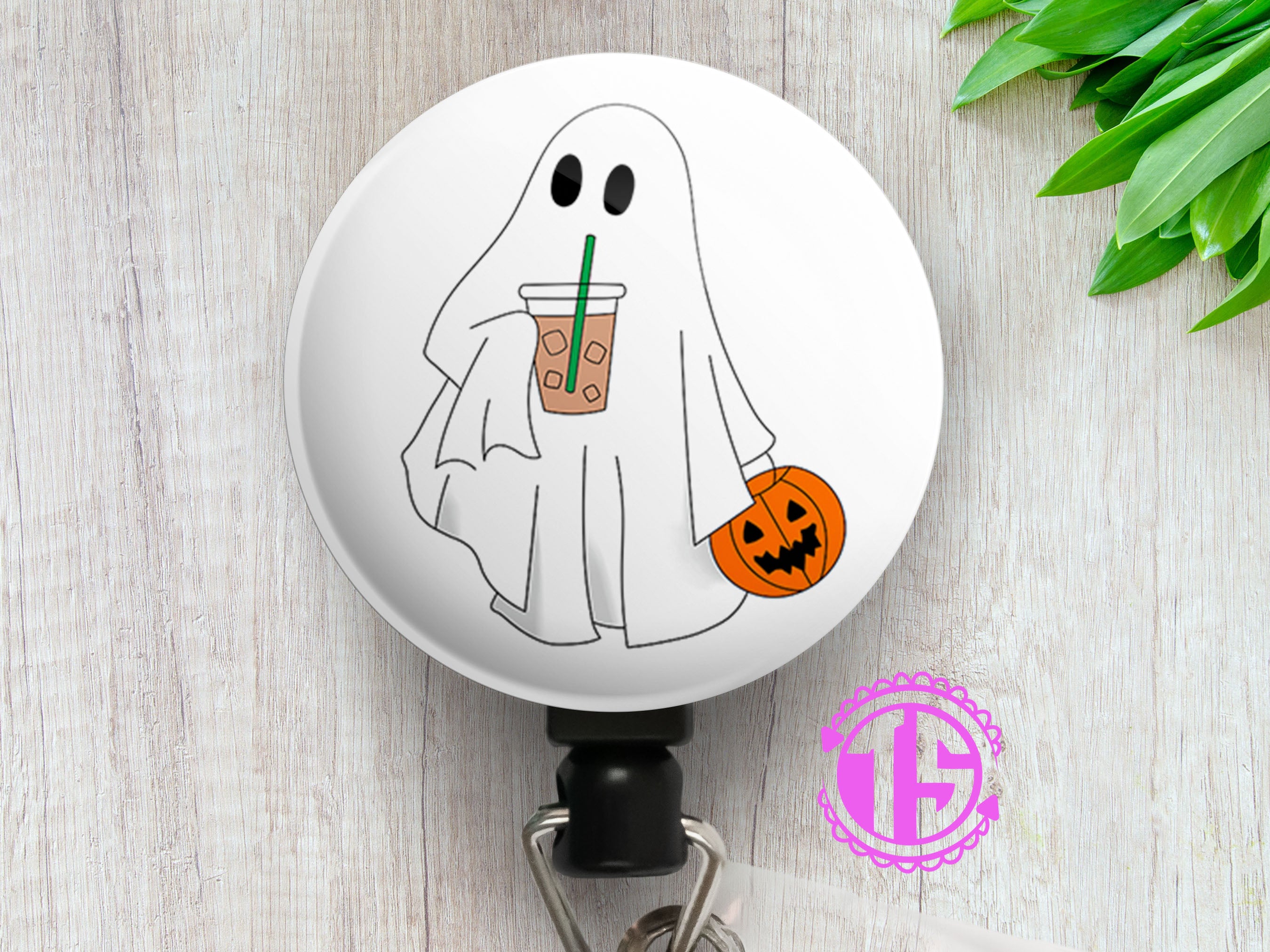 Iced Boo Latte Ghost Swapfinity Retractable ID Badge Reel -  - Topperswap