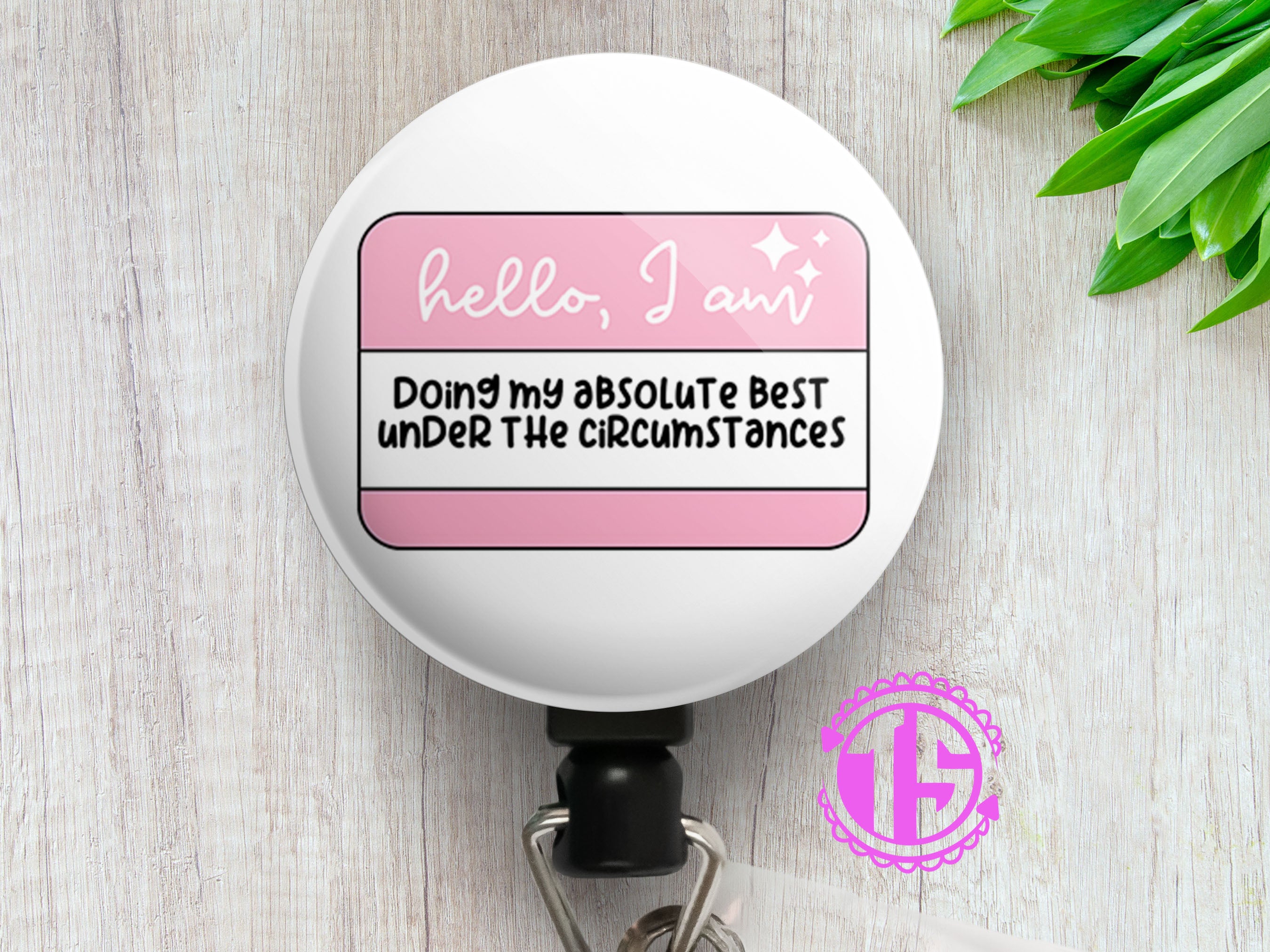 Doing My Best Hello Sticker Swapfinity Retractable ID Badge Reel -  - Topperswap