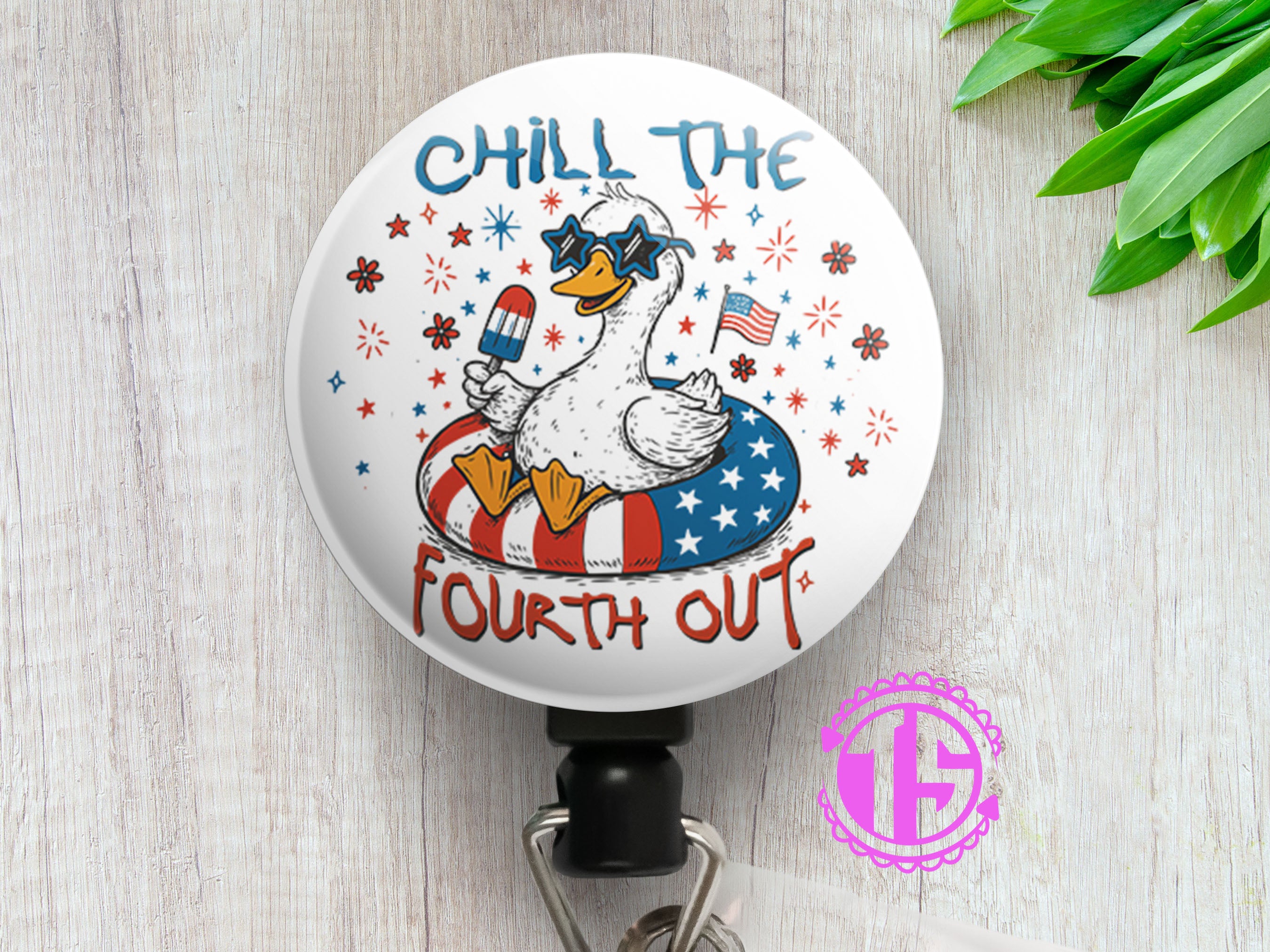 Chill the Fourth Out Swapfinity Retractable ID Badge Reel - Alligator Clip / Black - Topperswap