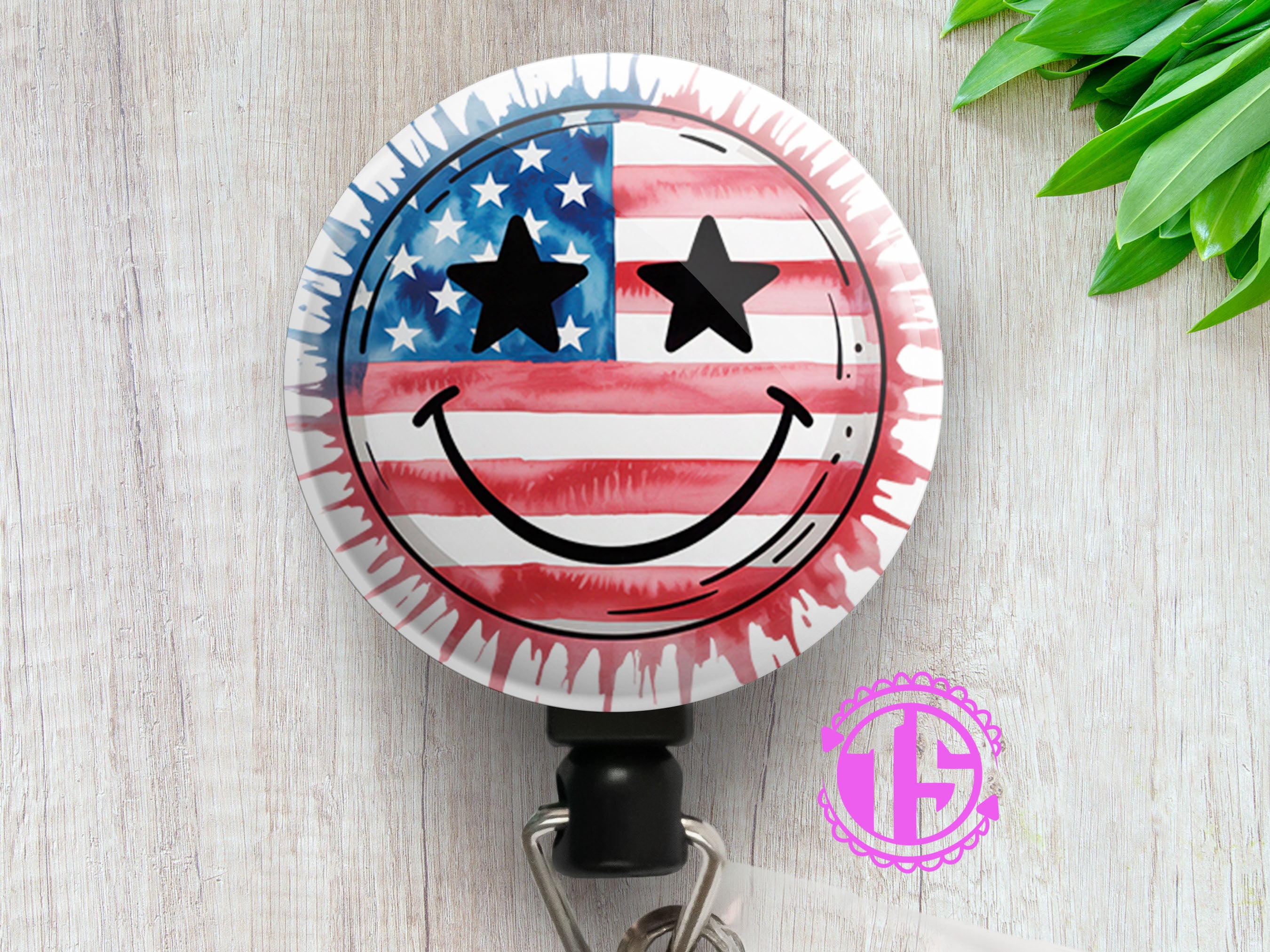 Star-Spangled Splash Swapfinity Retractable ID Badge Reel - - Topperswap