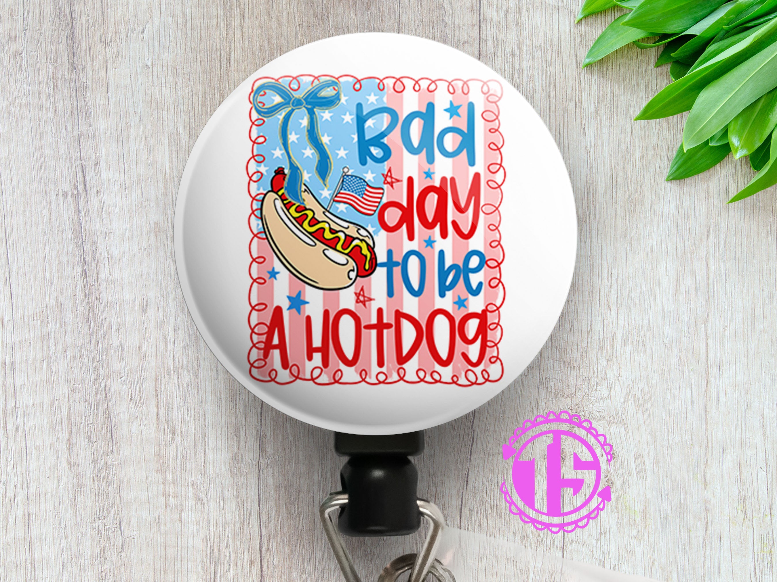 Bad Day to Be a Hotdog Swapfinity Retractable ID Badge Reel - Alligator Clip / Black - Topperswap