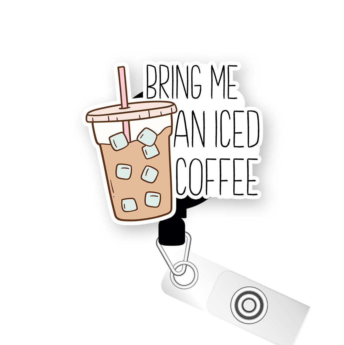 Bring Me Iced Coffee Pop Topper Swapfinity Retractable ID Badge Reel - Alligator Clip / Premium Matte - Topperswap