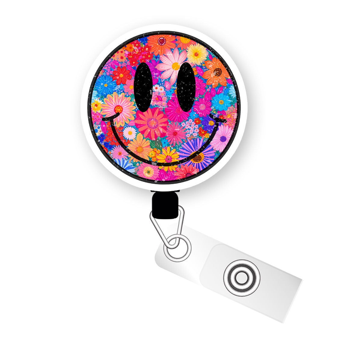 Flower Power Smile Pop Topper Swapfinity Retractable ID Badge Reel - - Topperswap