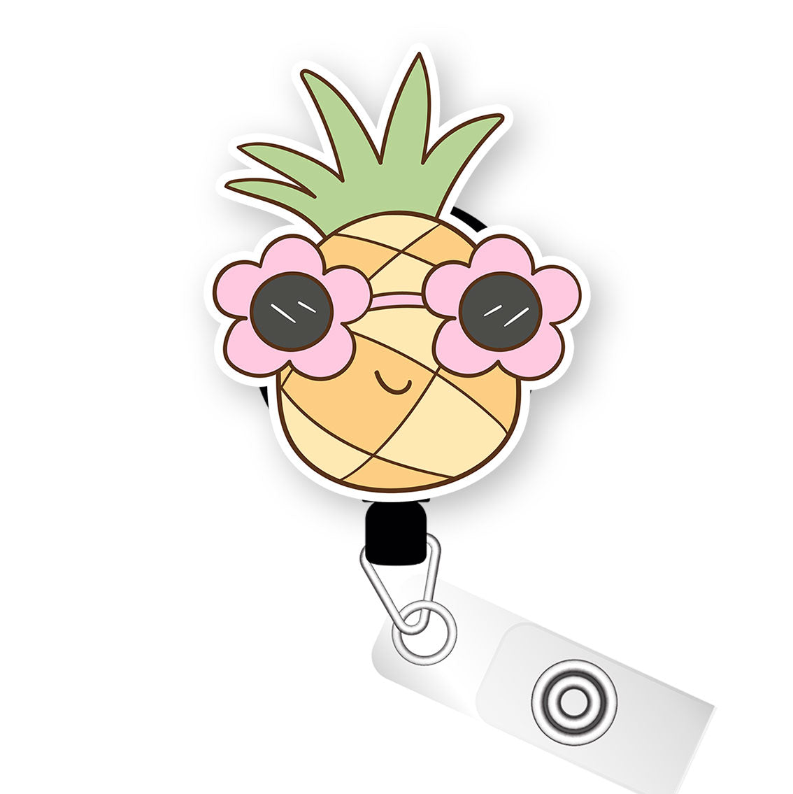 Pineapple Party Pop Topper Swapfinity Retractable ID Badge Reel - Alligator Clip / Premium Matte - Topperswap