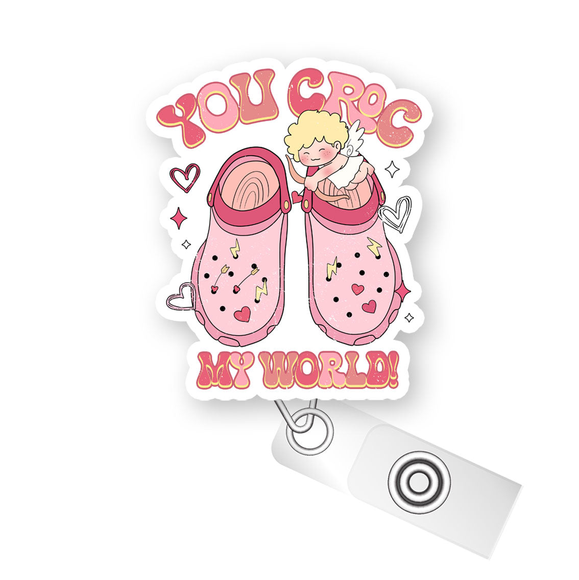 You Croc My World Pop Topper Swapfinity Retractable ID Badge Reel