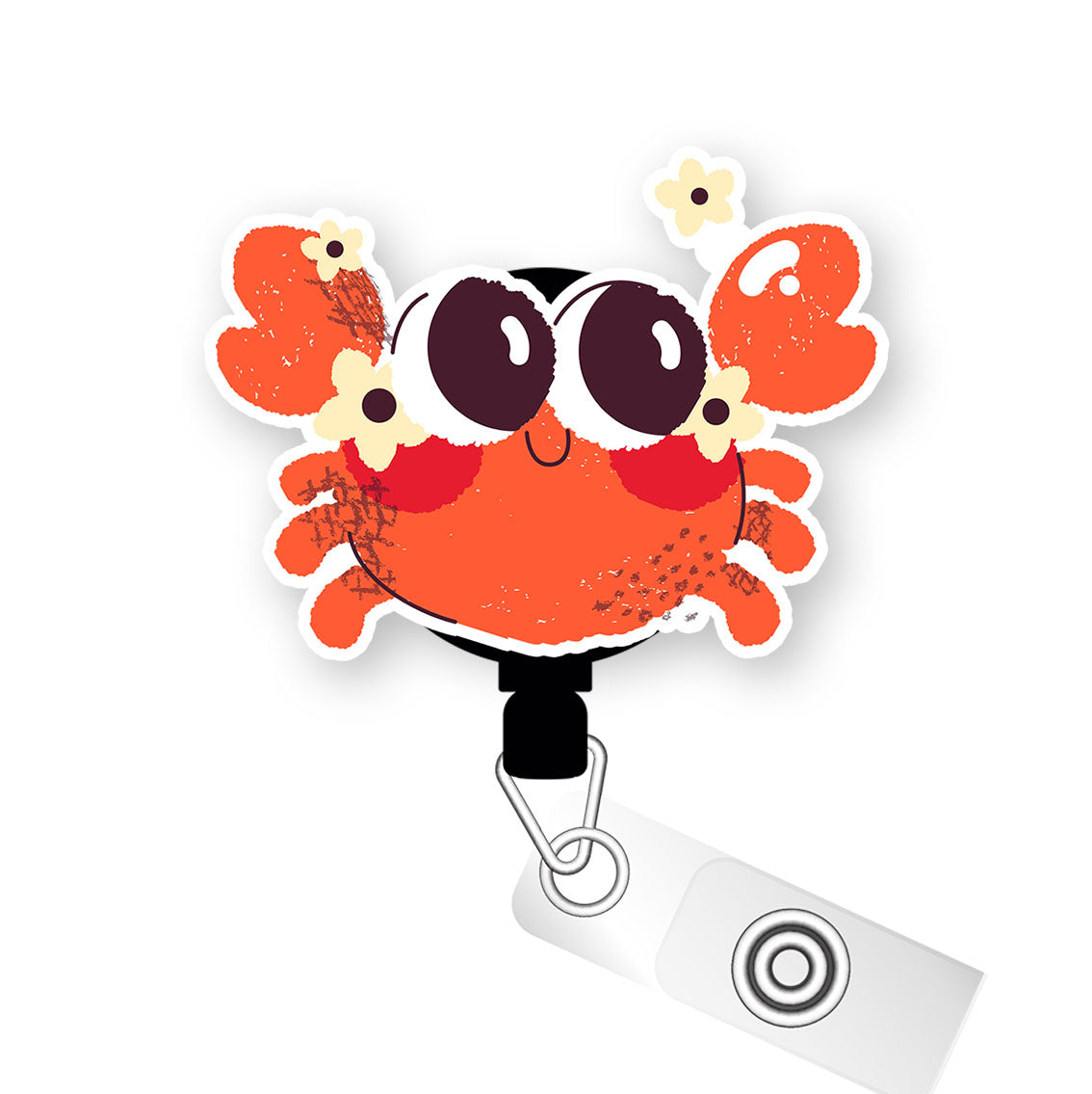 Cheerful Crab Pop Topper Swapfinity Retractable ID Badge Reel - Alligator Clip / Premium Matte - Topperswap