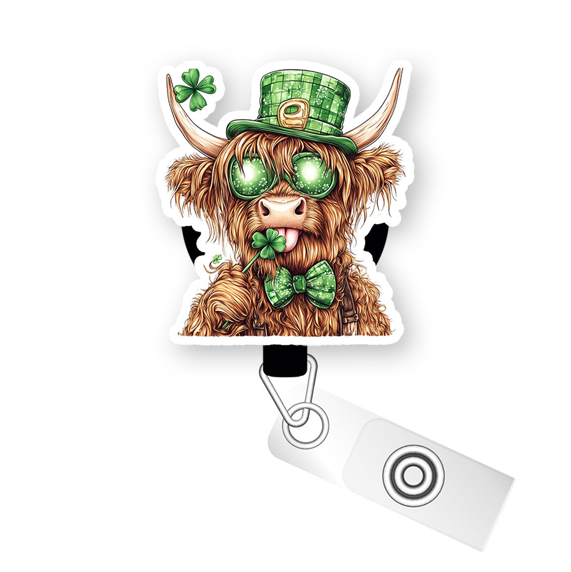 Lucky Highland Cow Pop Topper Swapfinity Retractable ID Badge Reel - - Topperswap