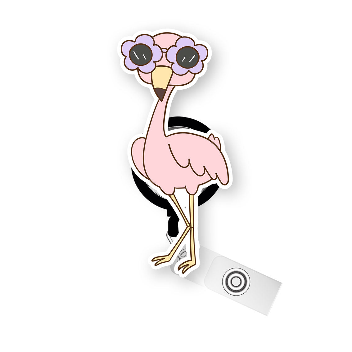 Flower Power Flamingo Pop Topper Swapfinity Retractable ID Badge Reel - Alligator Clip / Premium Matte - Topperswap