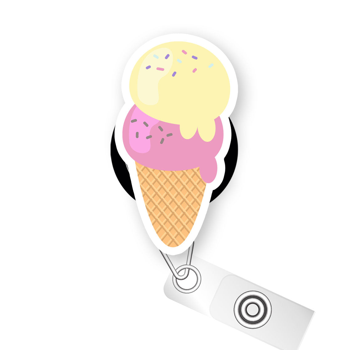 Double Scoop Delight Ice Cream Pop Topper Swapfinity Retractable ID Badge Reel - Slide Clip / Premium Matte - Topperswap