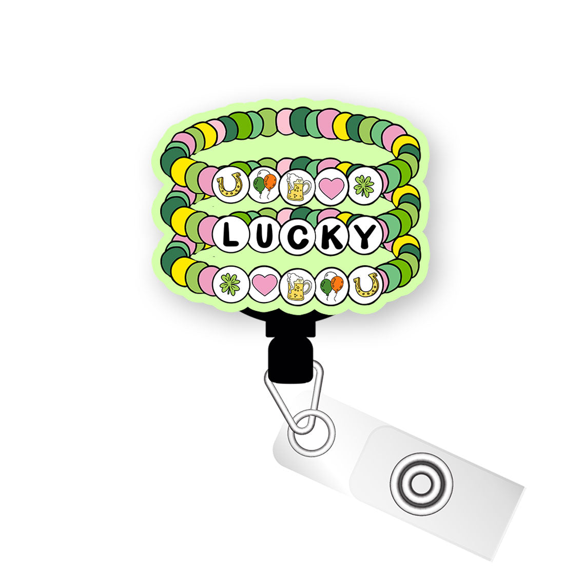 Lucky Bracelet Pop Topper Swapfinity Retractable ID Badge Reel - Alligator Clip / Flex - Matte - Topperswap