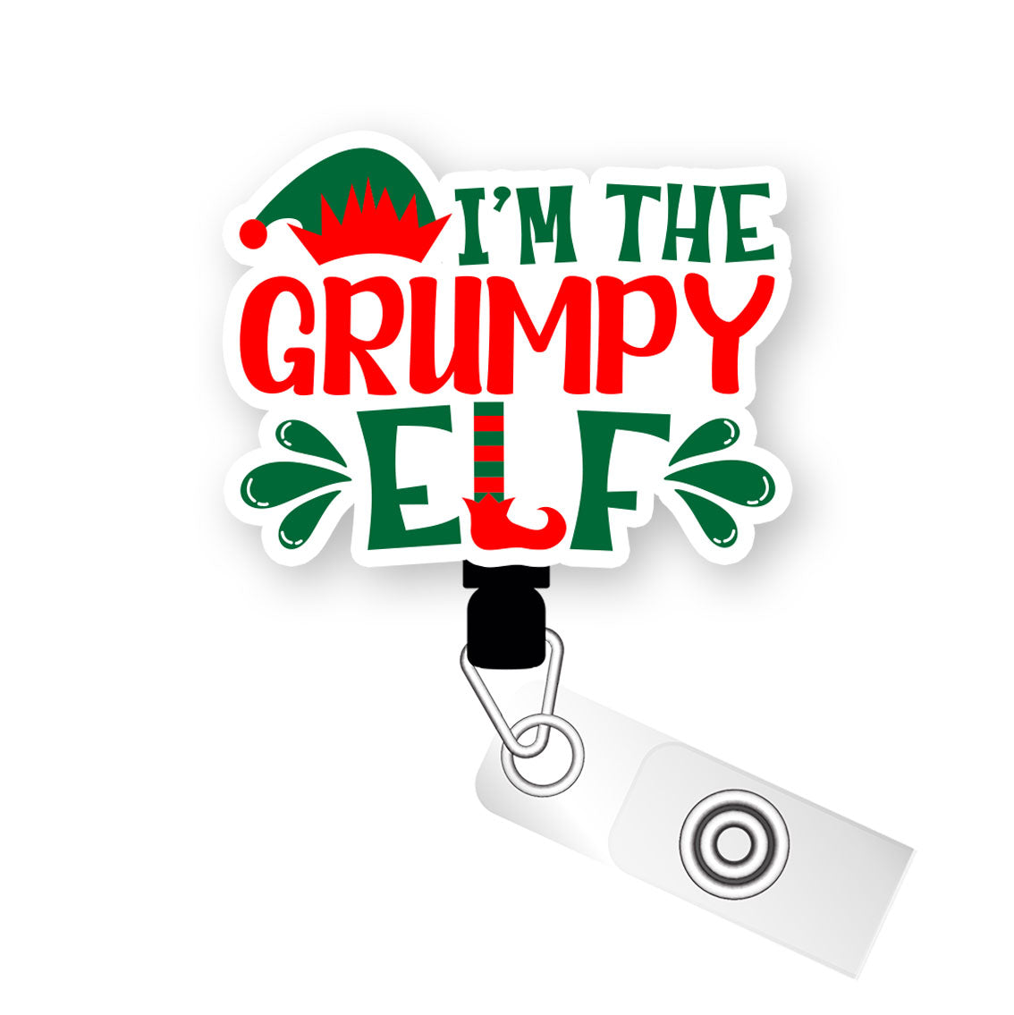 I'm The Grumpy Elf Pop Topper Swapfinity Retractable ID Badge Reel -  - Topperswap