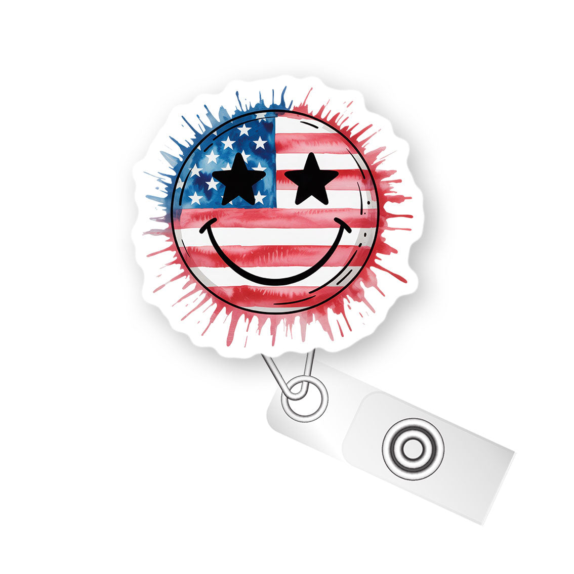Star-Spangled Splash Pop Topper Swapfinity Retractable ID Badge Reel - - Topperswap