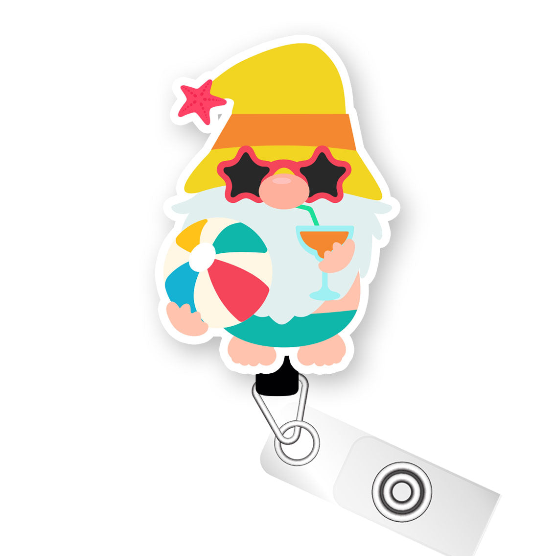 Sunshine Soiree Gnome Pop Topper Swapfinity Retractable ID Badge Reel - Slide Clip / Premium Matte - Topperswap