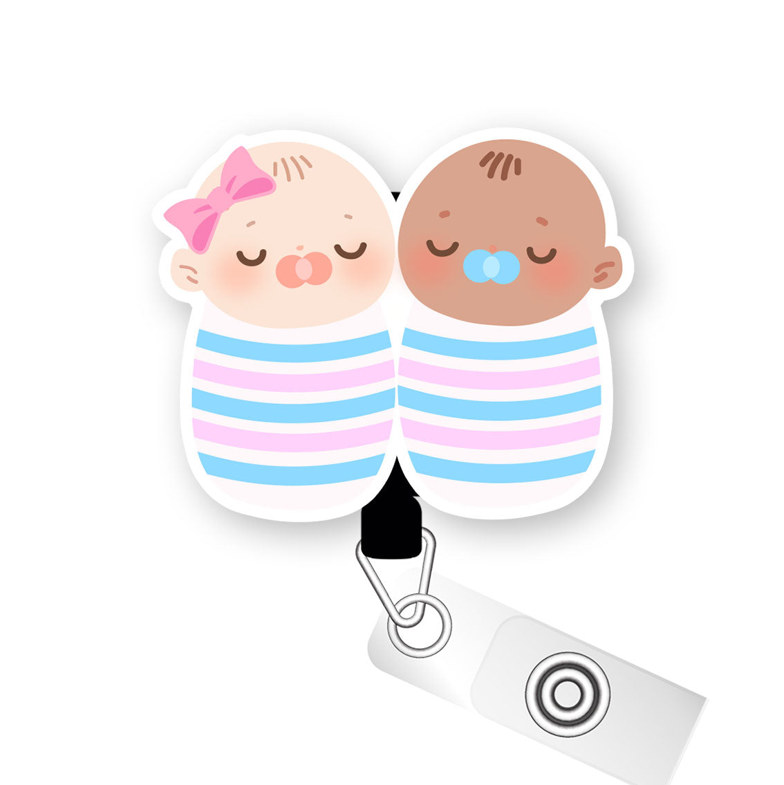 Swaddle Babies 2 Pop Topper Swapfinity Retractable ID Badge Reel - Alligator Clip / Premium Matte - Topperswap