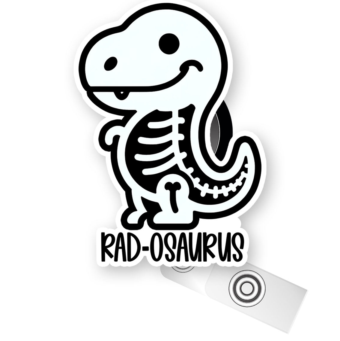 Rad-osaurus Rex Pop Topper Swapfinity Retractable ID Badge Reel - Alligator Clip / Premium Matte - Topperswap