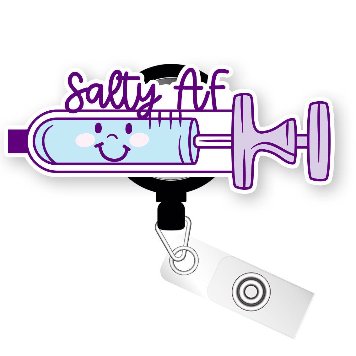 Salty Syringe Pop Topper Swapfinity Retractable ID Badge Reel - Alligator Clip / Premium Matte - Topperswap